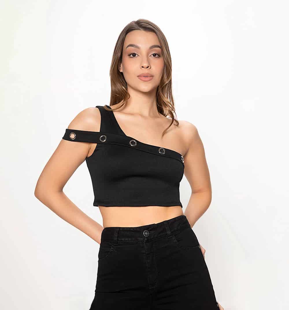 Blusa hombro descubierto con ojaletes - miniatura 1