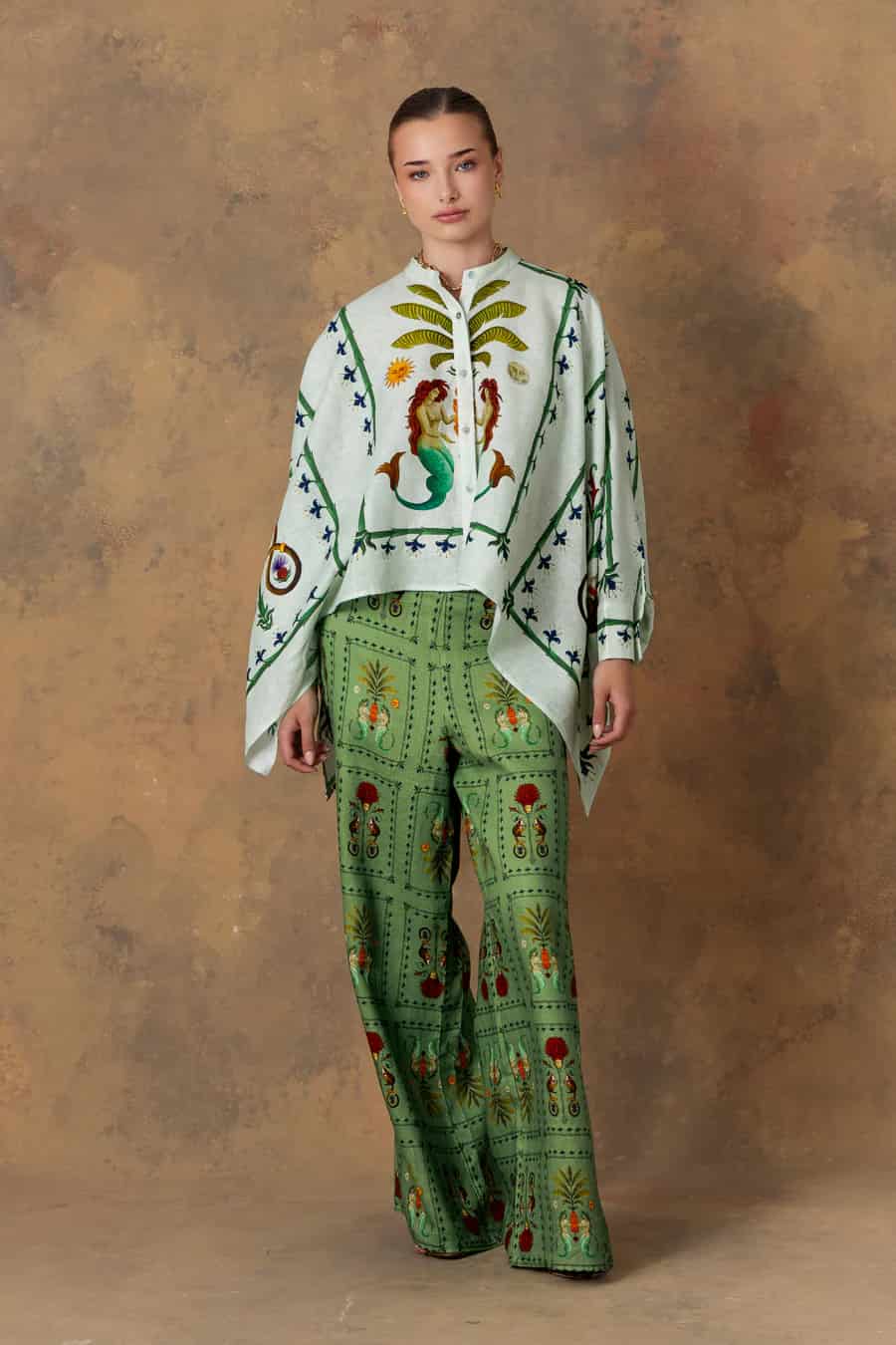 Women's pants linen dionisio green - miniatura 6