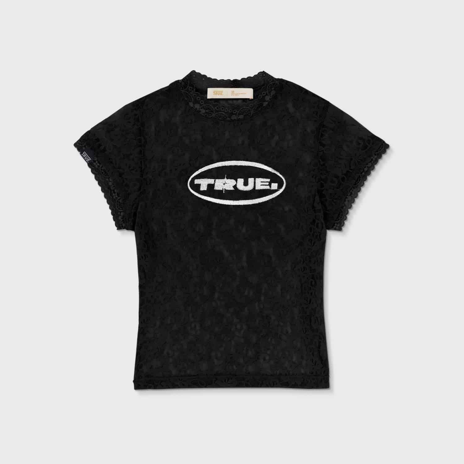 Floral Lace Baby Tee - Black - miniatura 1