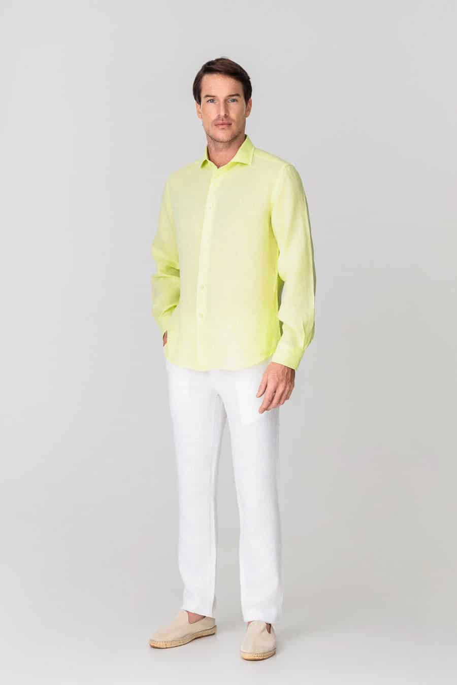 men’s linen shirt lime - miniatura 1