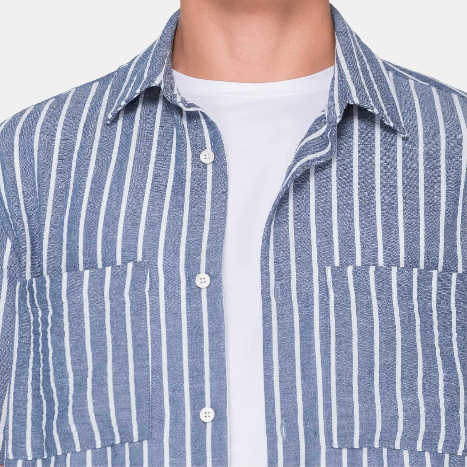 Vertical Stripes S/S Shirt Light Blue - miniatura 4