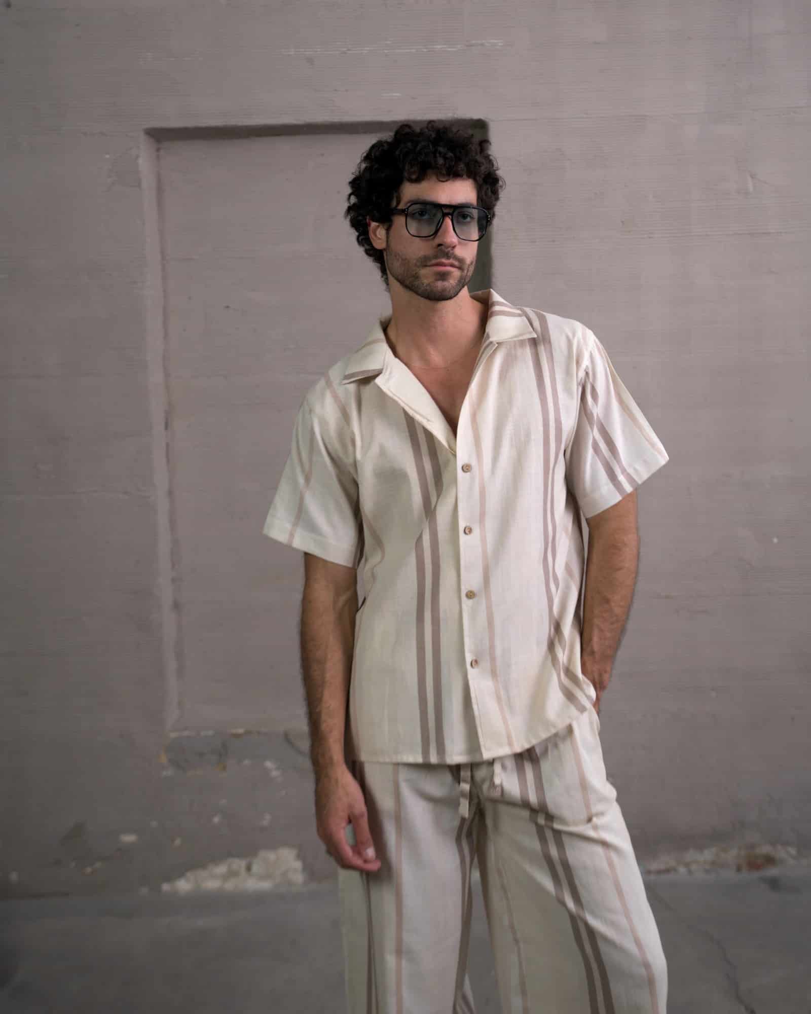 Camisa 3/4 Brown lines - miniatura 1
