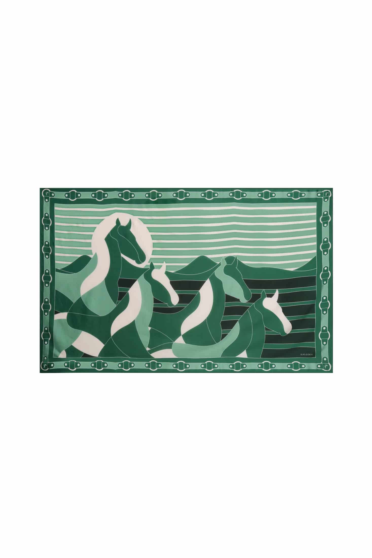 De La Falaise Cotton Silk Sarong / Green Horses - miniatura 4