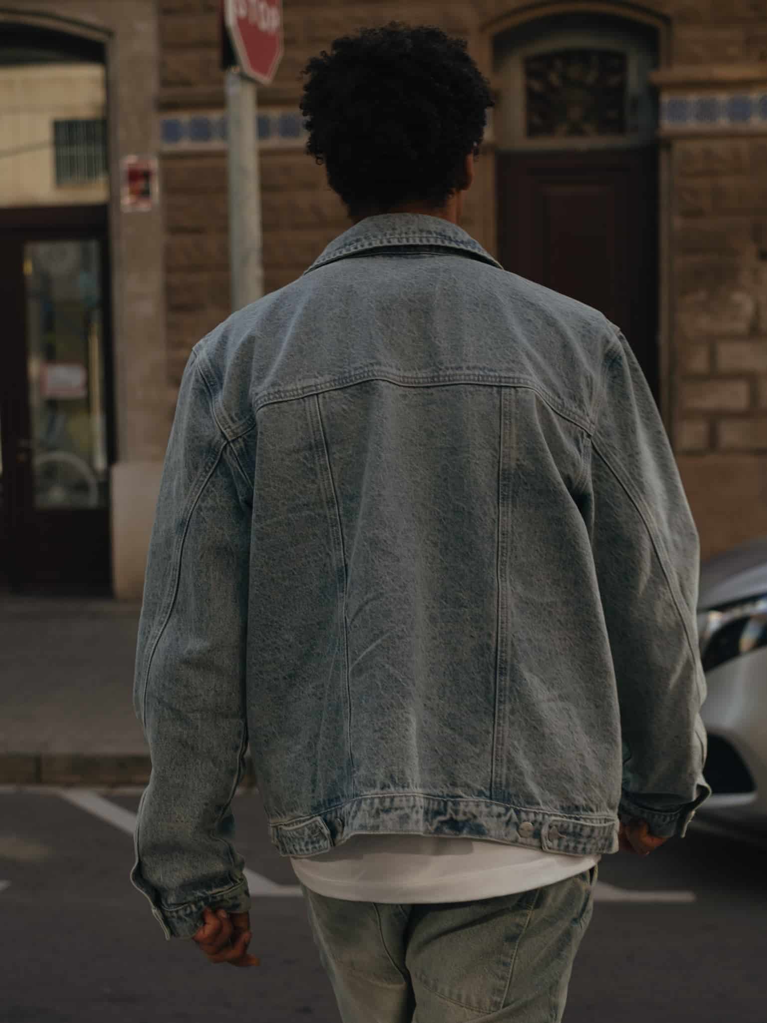 DENIM OVERSIZED JACKET - DIRTY CLEAR BLUE - miniatura 11