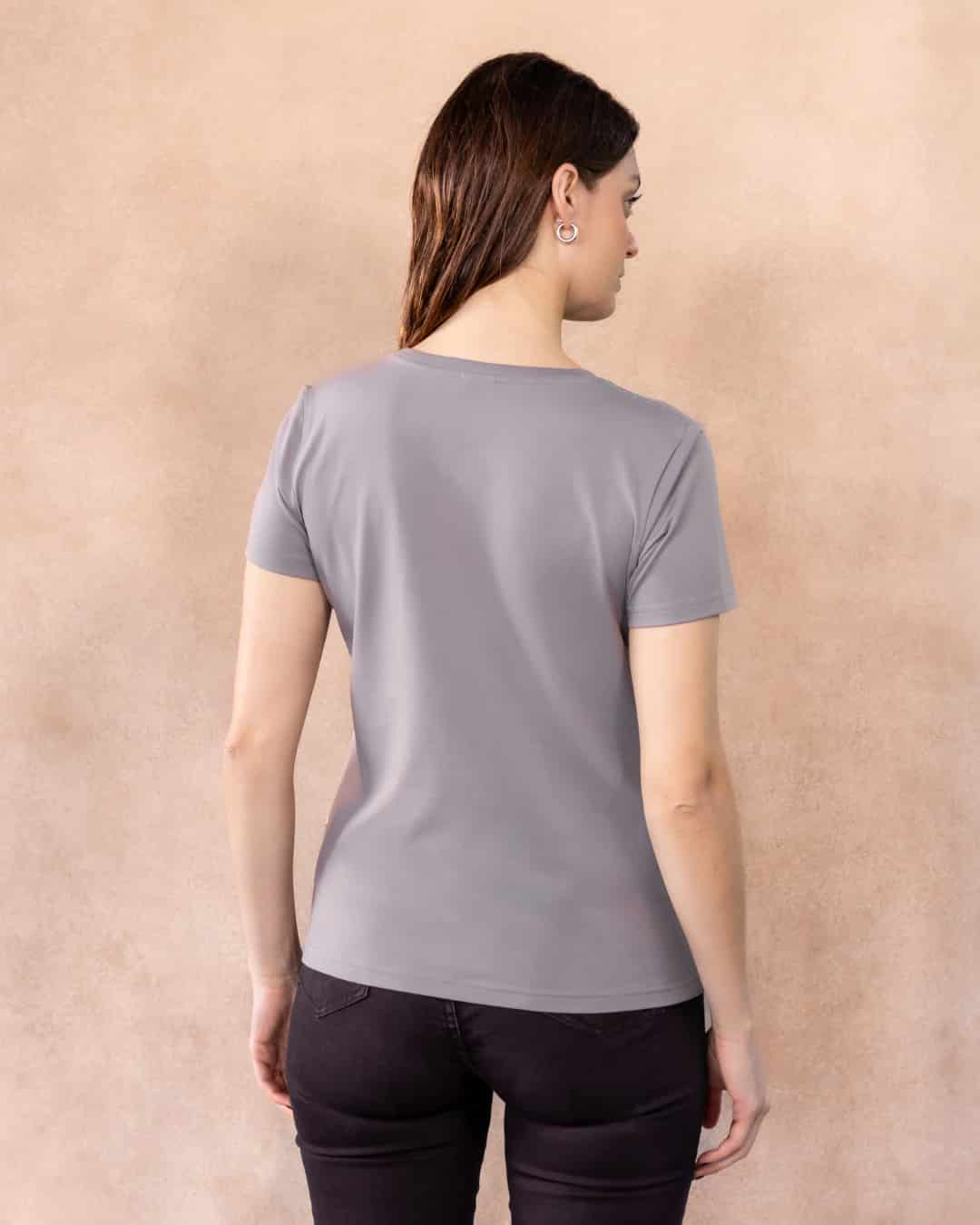 Camiseta Antimanchas  Cuello V Gris Claro - Talla Regular - miniatura 4