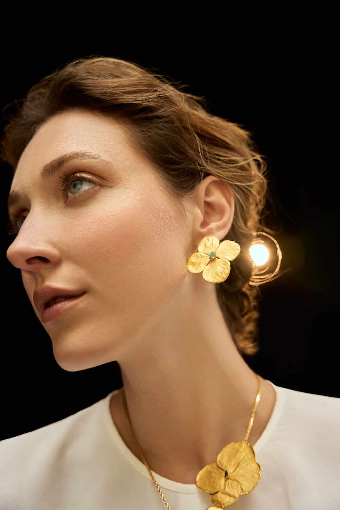 HYDRANGEA STUDS AND ROUGH EMERALD - miniatura 2