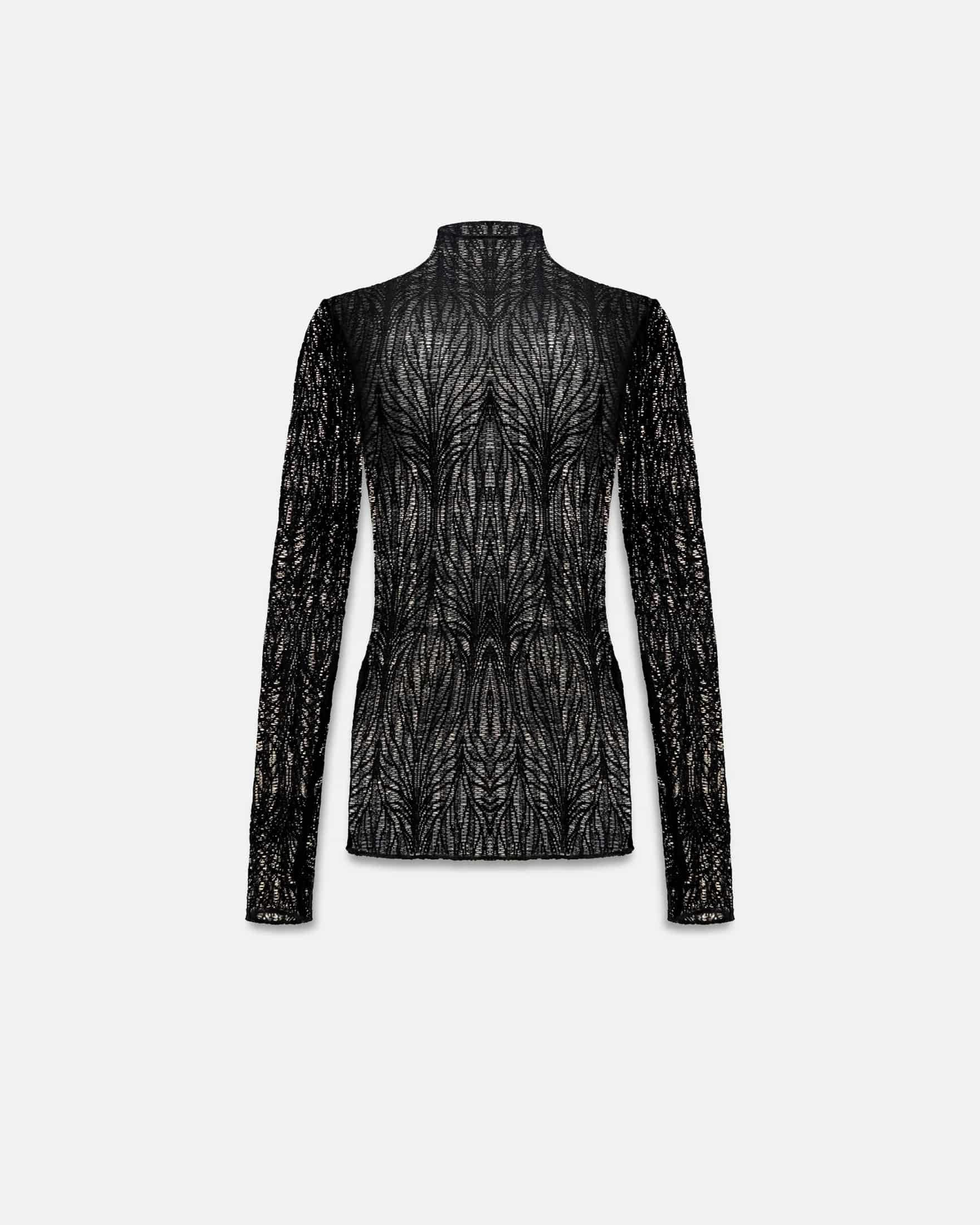 Basics Turtle Neck Top Transparent Black - miniatura 7