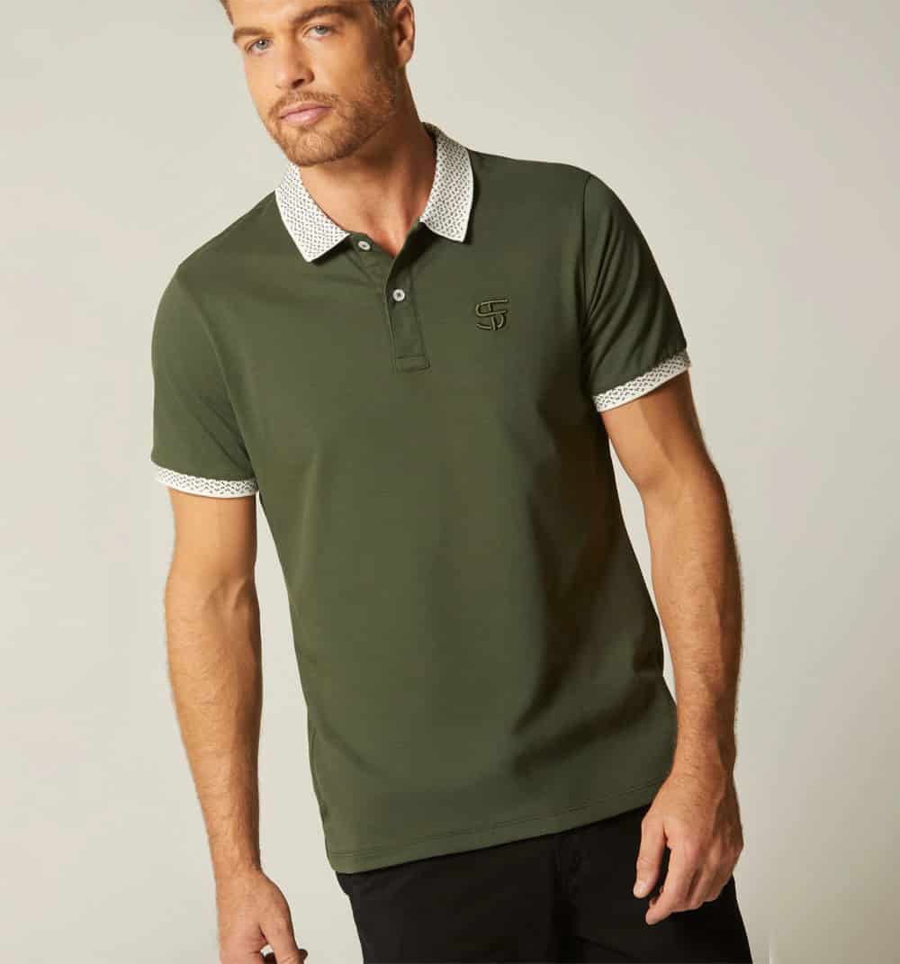 Polo para hombre con cuello con diseño - miniatura 3