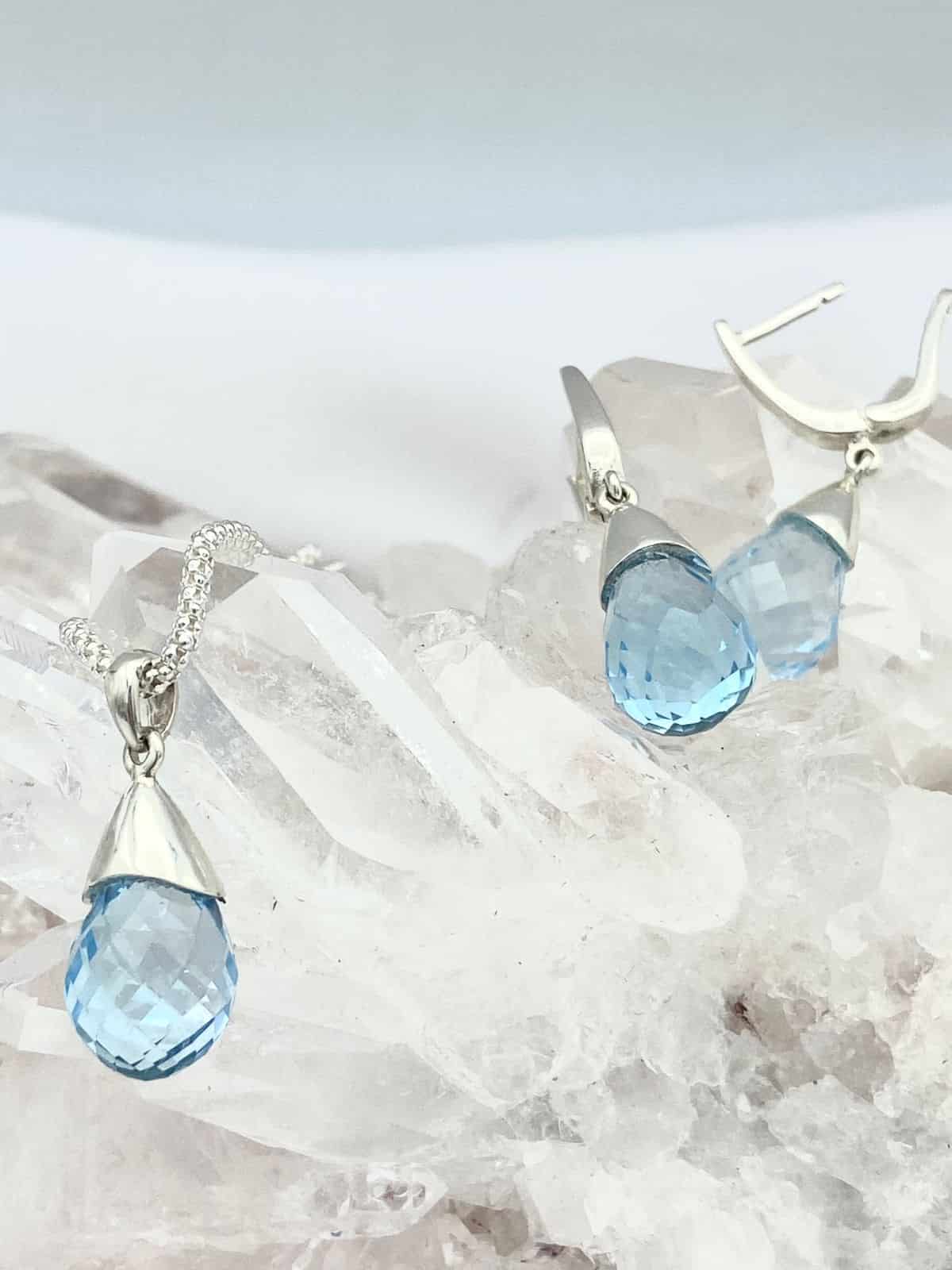 Dije Topacio Azul Gota Grande - miniatura 2