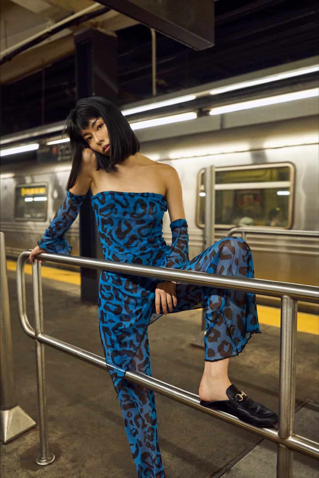 Blue Black Leopard Mesh Pant - miniatura 1