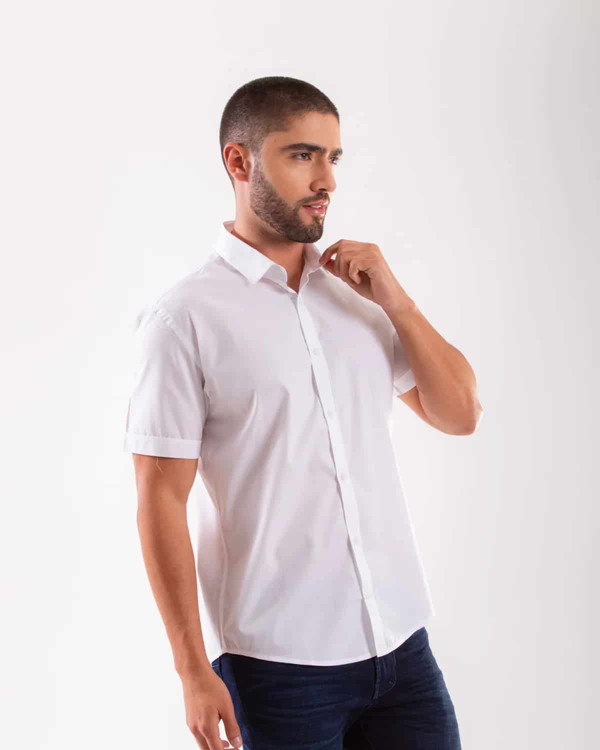 Camisa blanca manga corta para hombre - miniatura 60