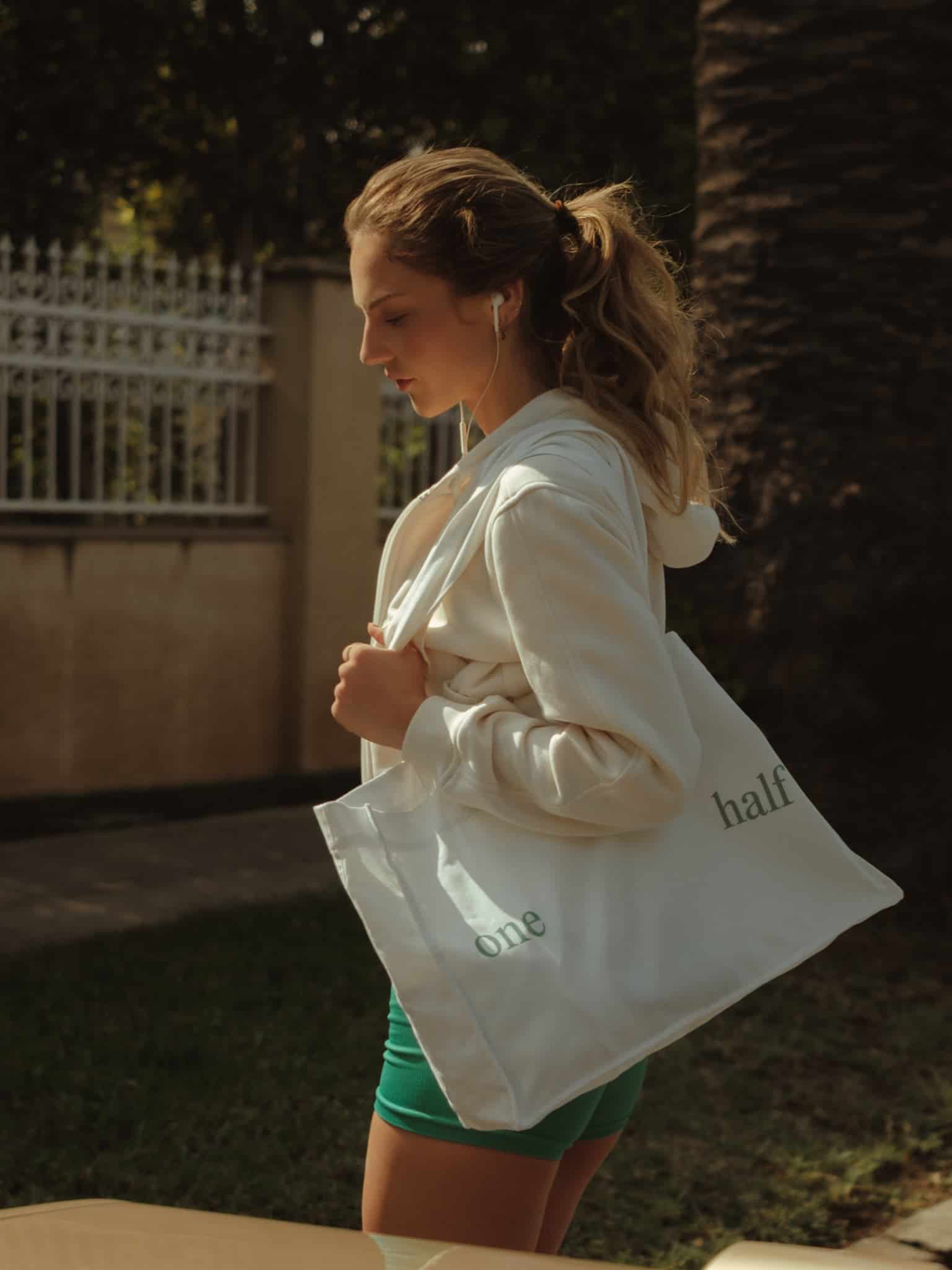 TOTE BAG - SOFT WHITE & BRIGHT GREEN - miniatura 6