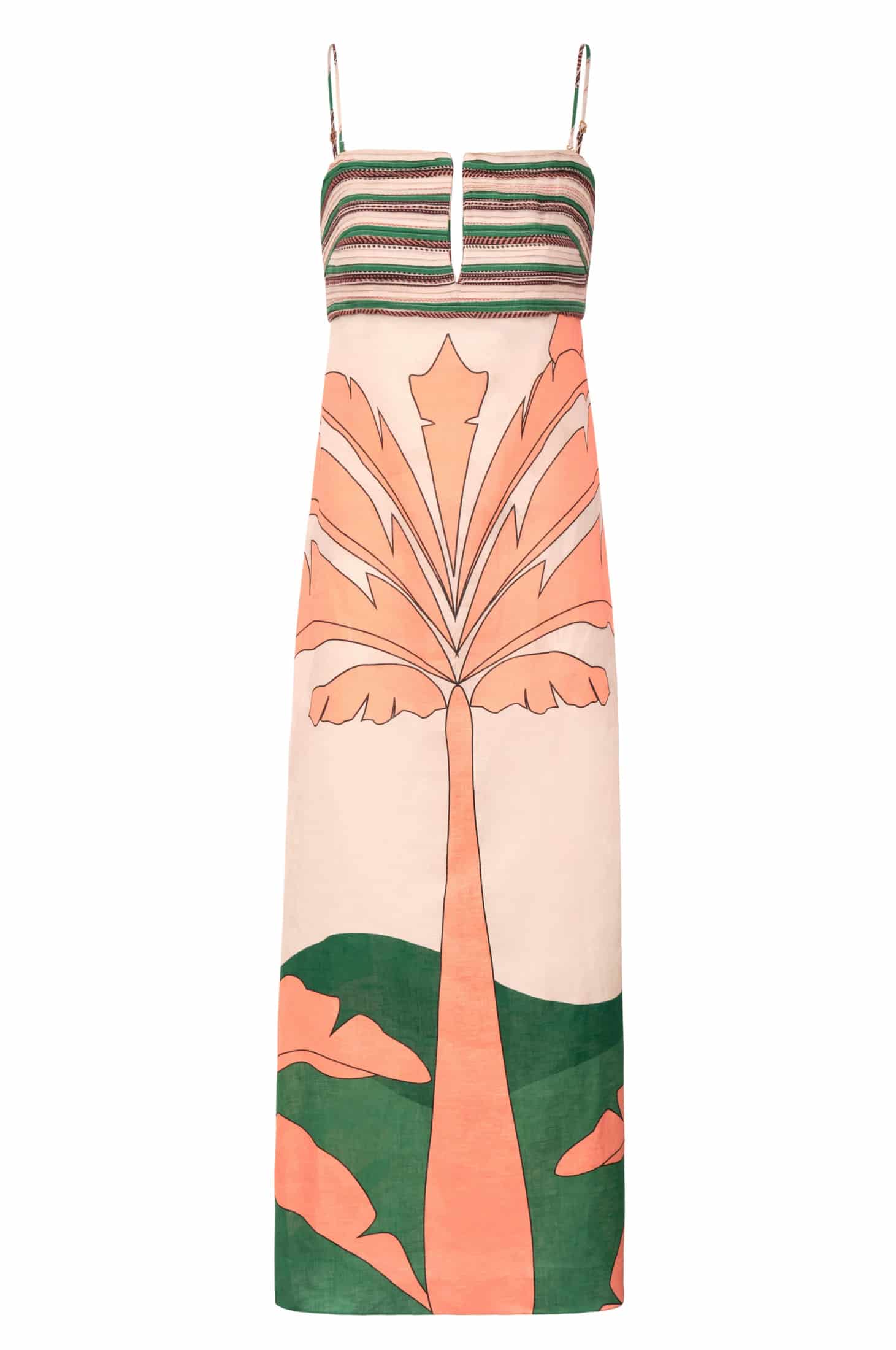 Antigua Linen Midi Dress / Peach Palms - miniatura 1