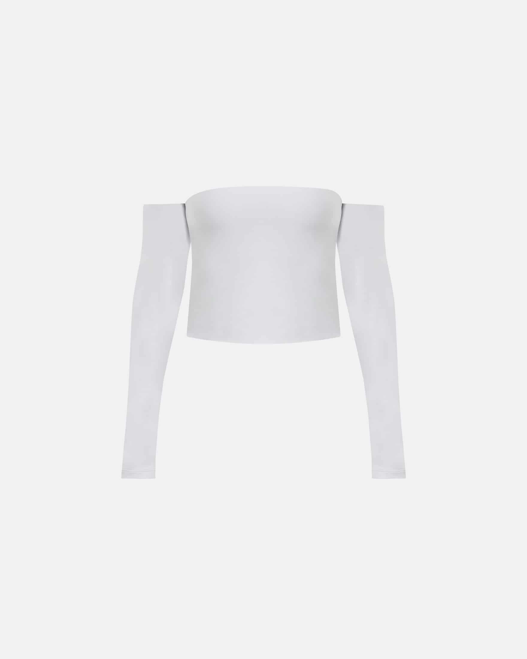 Basics Off Shoulder Long Sleeve Top White - miniatura 1