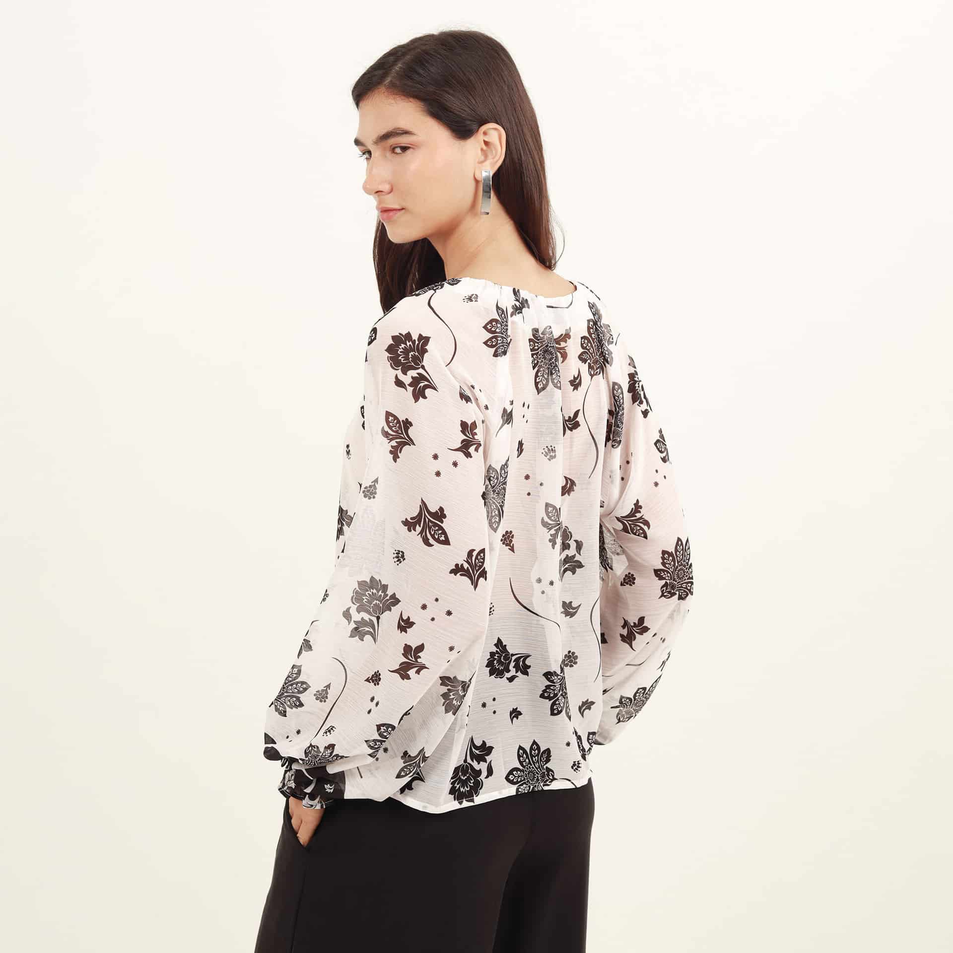 Blusa cuello redondo manga larga - miniatura 5