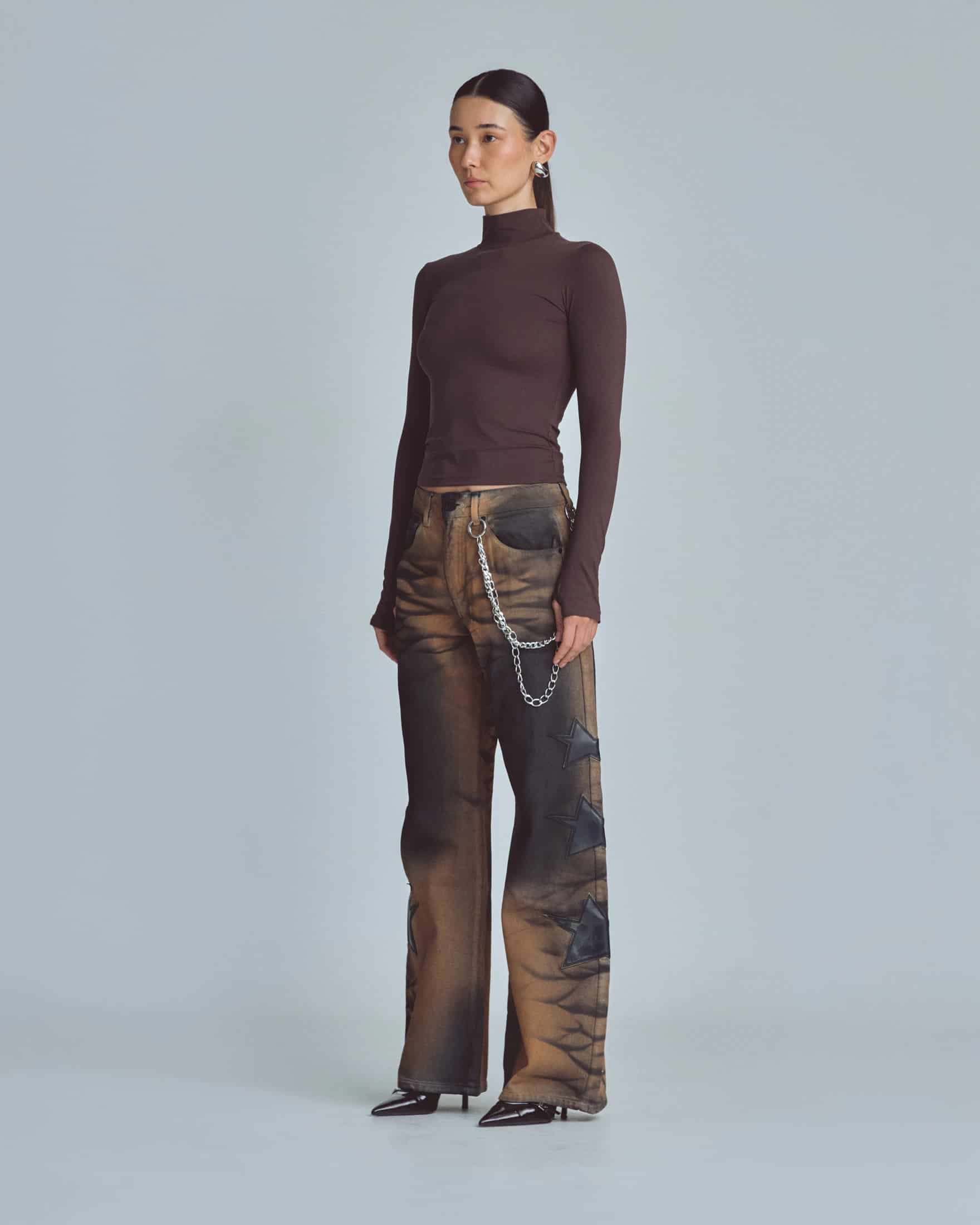 W Basics Ultra Slim Fit Tall Neck Long Sleeve Brown - miniatura 5
