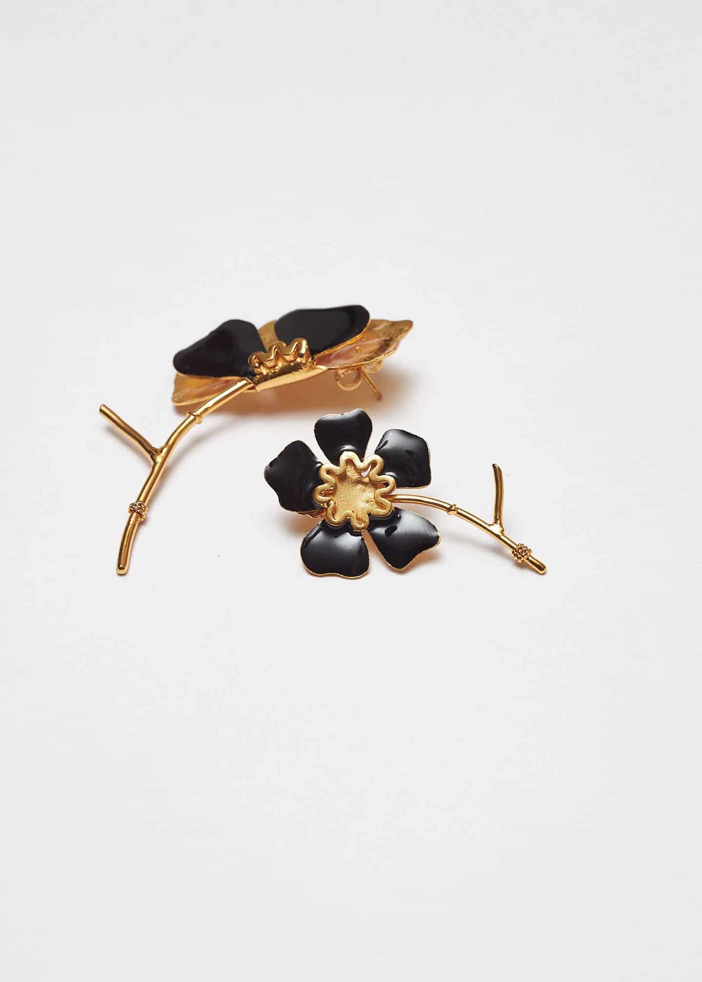 Aretes Aurora Asimetrico x Lyenzo Negros - miniatura 2