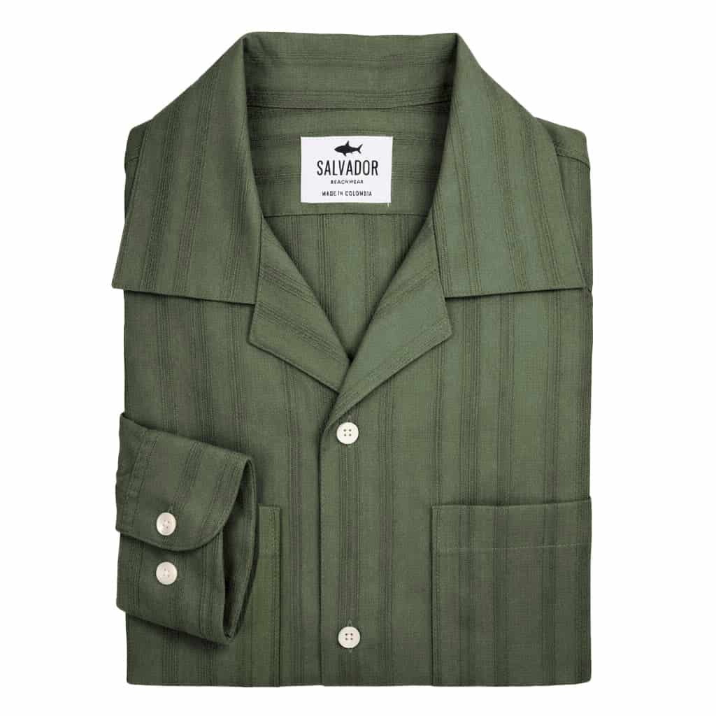 GUAYABERA BOLSILLOS VERDE MILITAR - miniatura 1