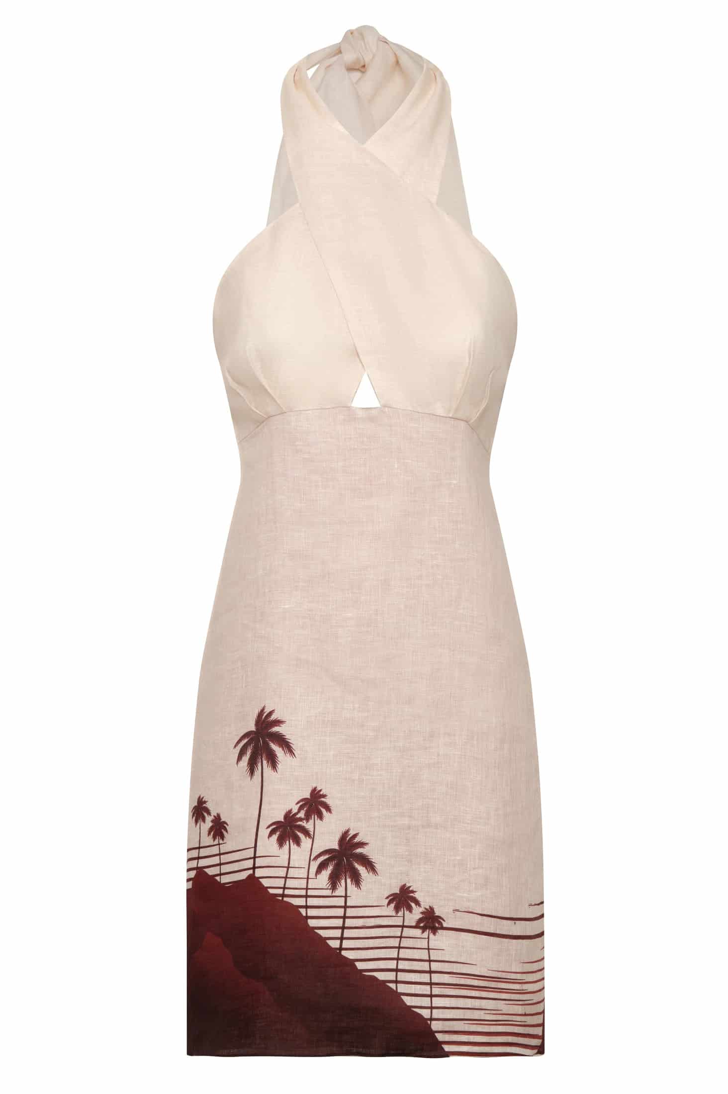 Costa del Sol Linen Mini Dress / Red Tropical Landscape - miniatura 1