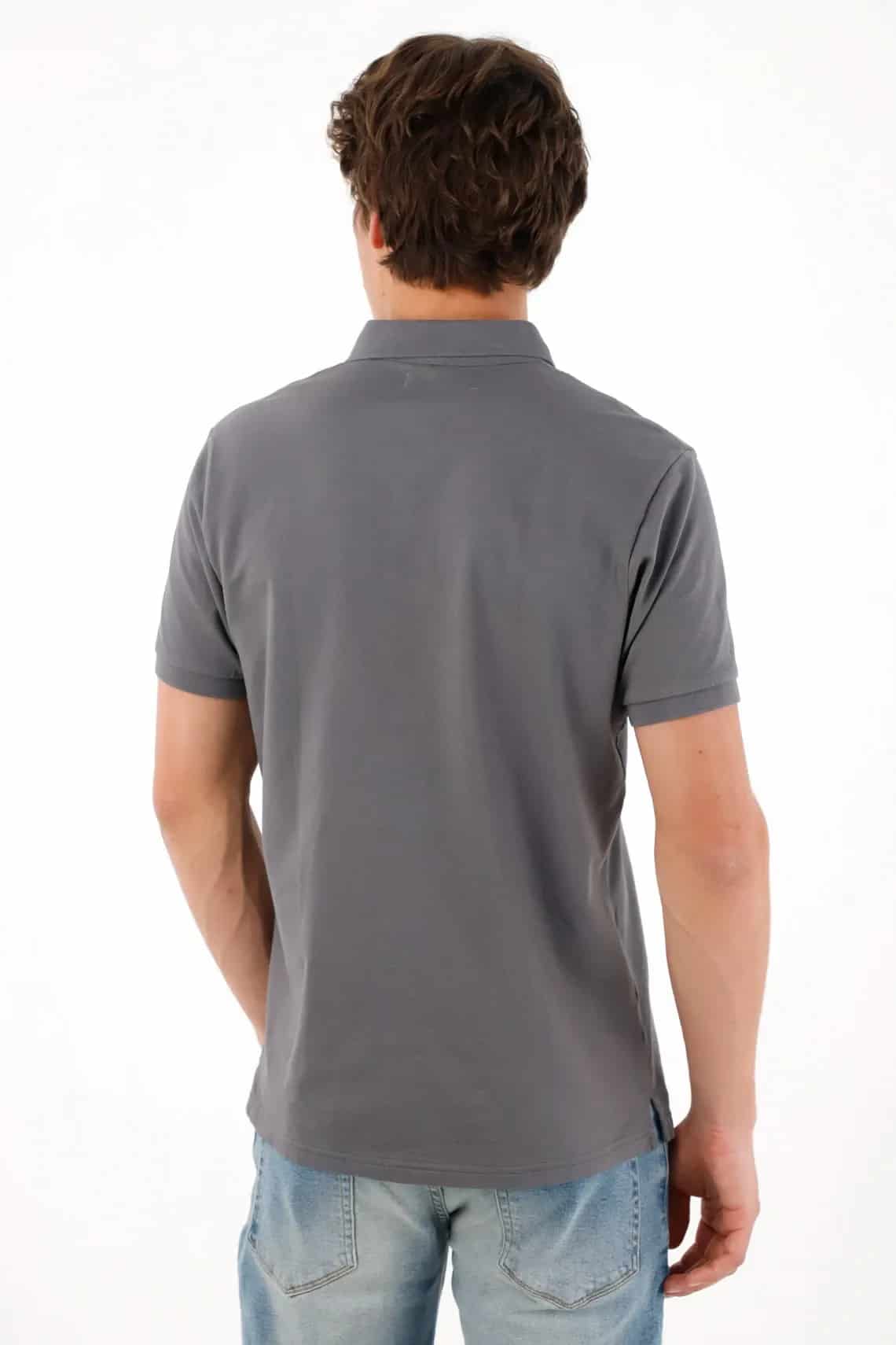 Polo con mini raqueta gris con acabado ligero para hombre - miniatura 8