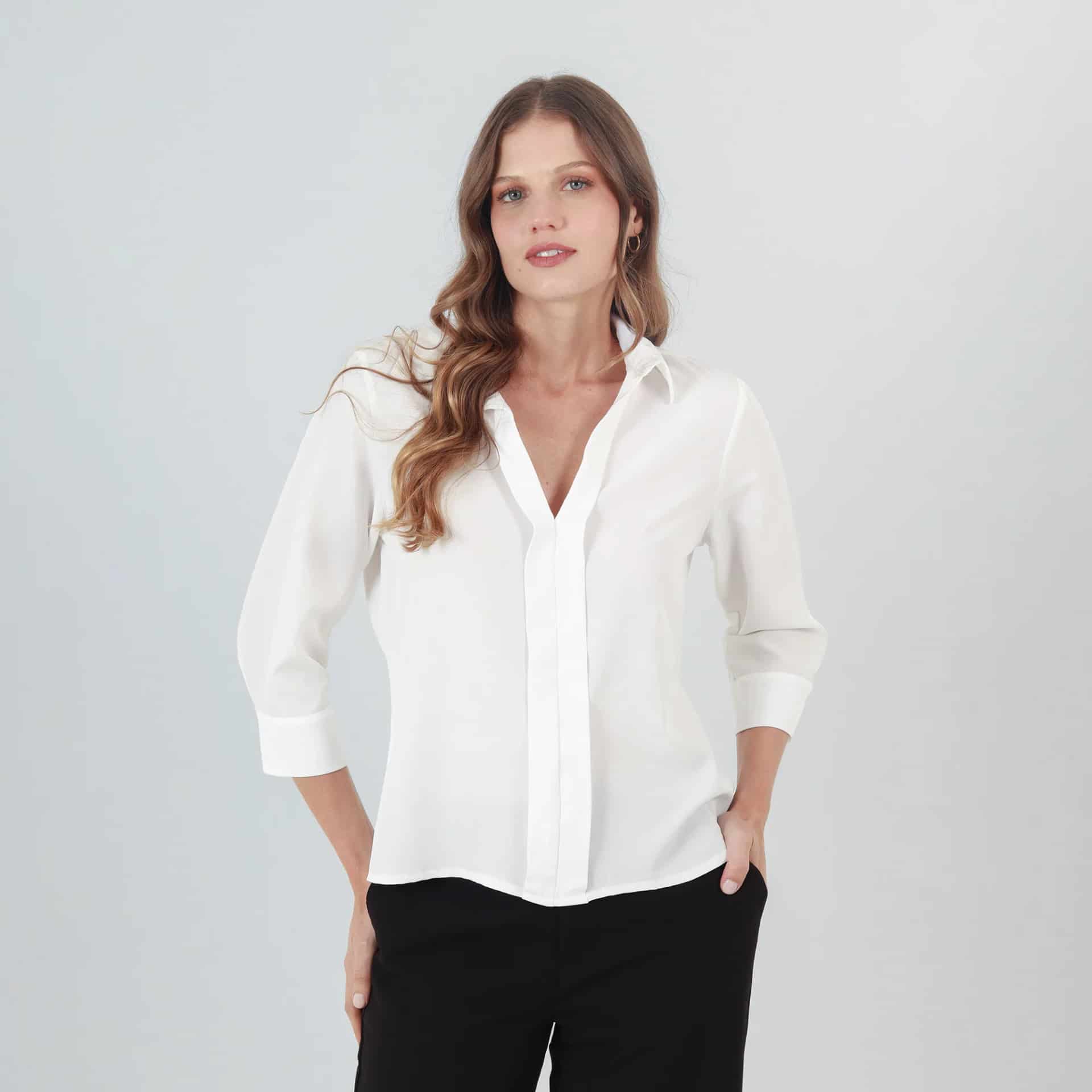 Blusa Cuello Camisero Manga 3/Cuartos - miniatura 5