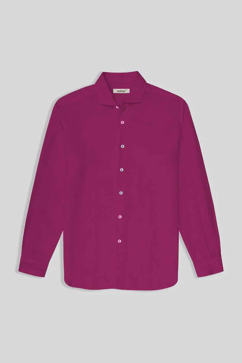 Men's linen shirt fuxia - miniatura 1