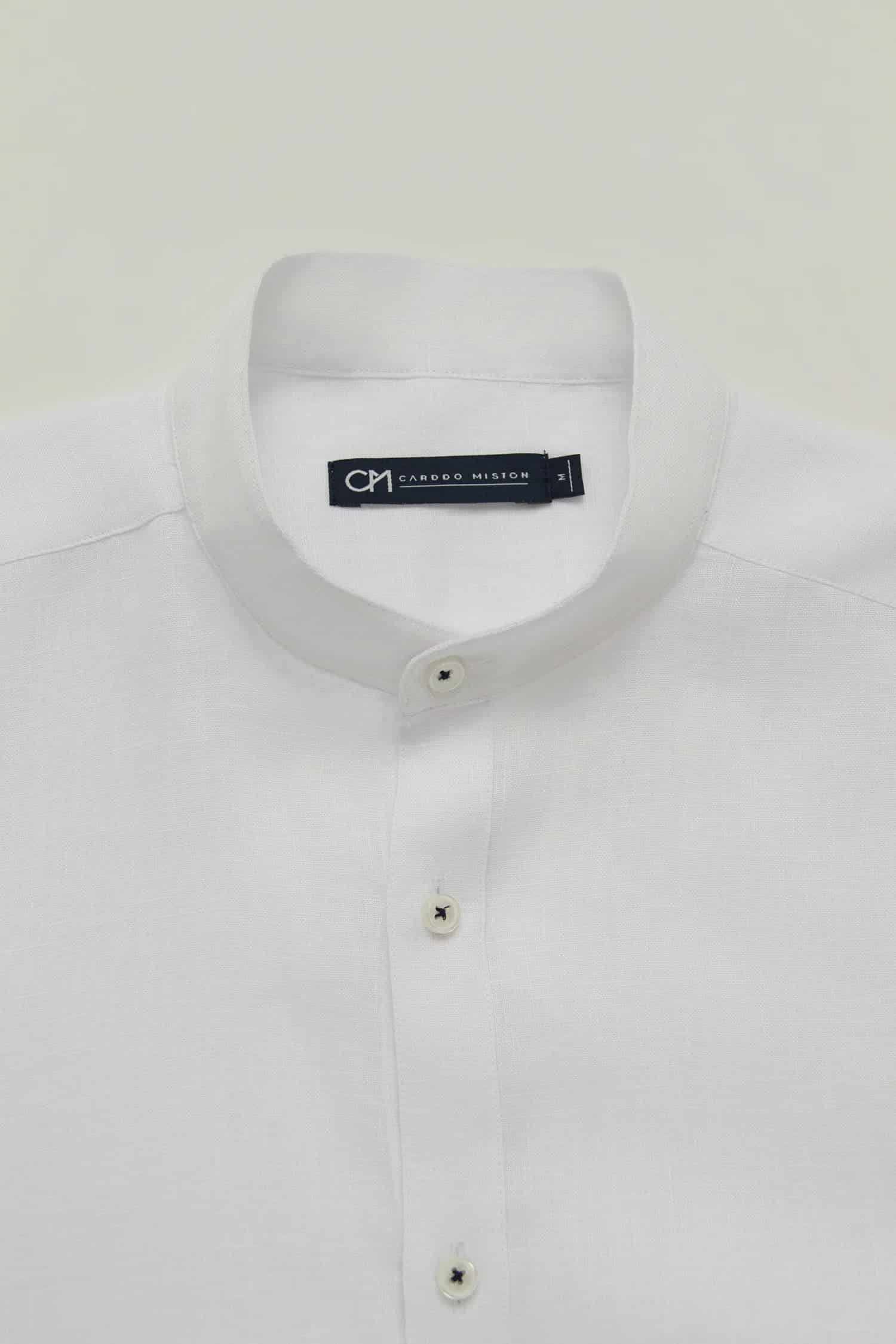 Camisa Cuello Mao Lino Blanco - miniatura 2