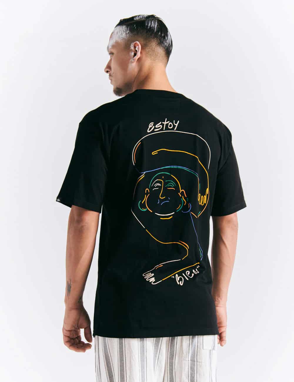 Camiseta Oversize Estoy bien  negro Hombre - miniatura 4