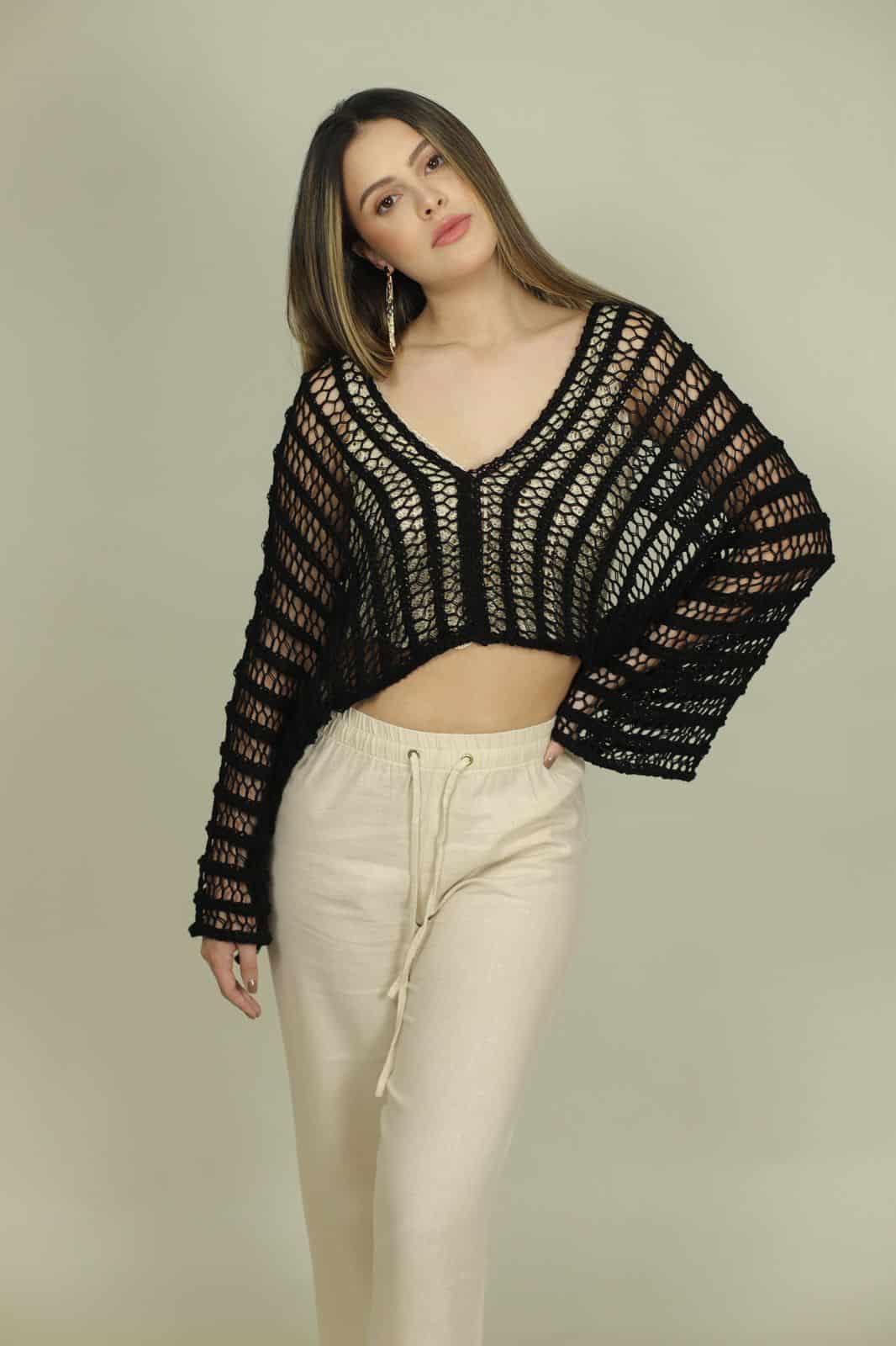 Crochet Cover Up - Black - miniatura 2