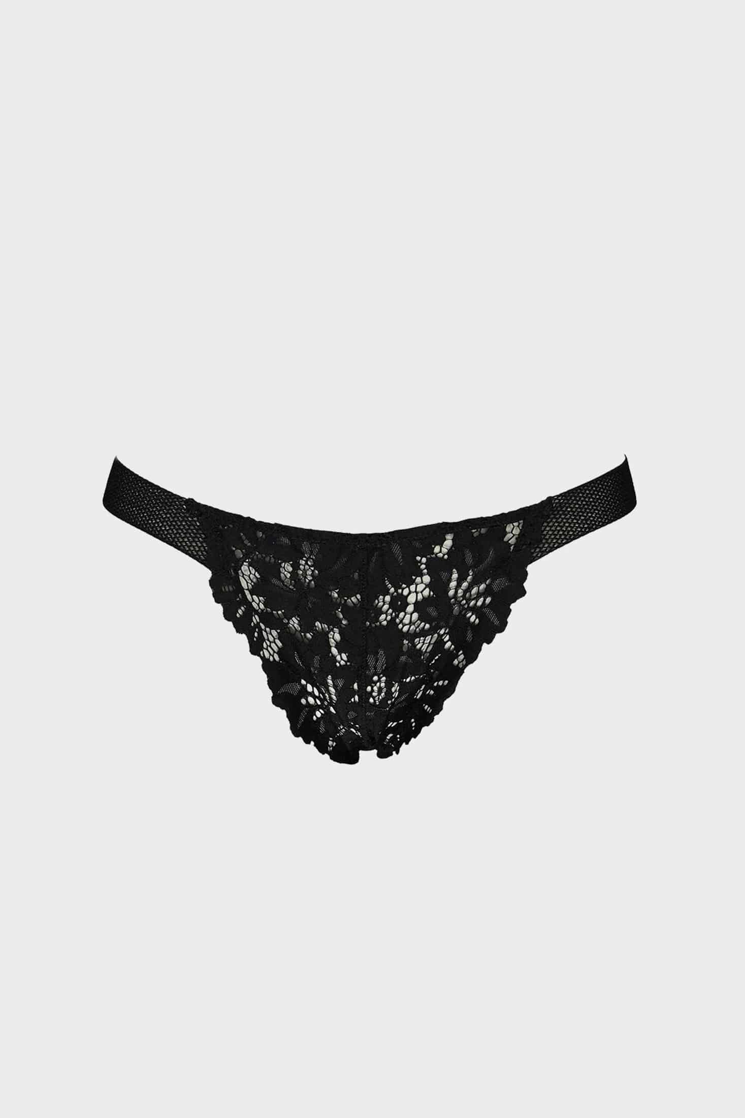 BRASILERA HILO ELLIPSE ENCAJE SEXY TOTAL COMODIDAD VINTAGE NEGRO - miniatura 3