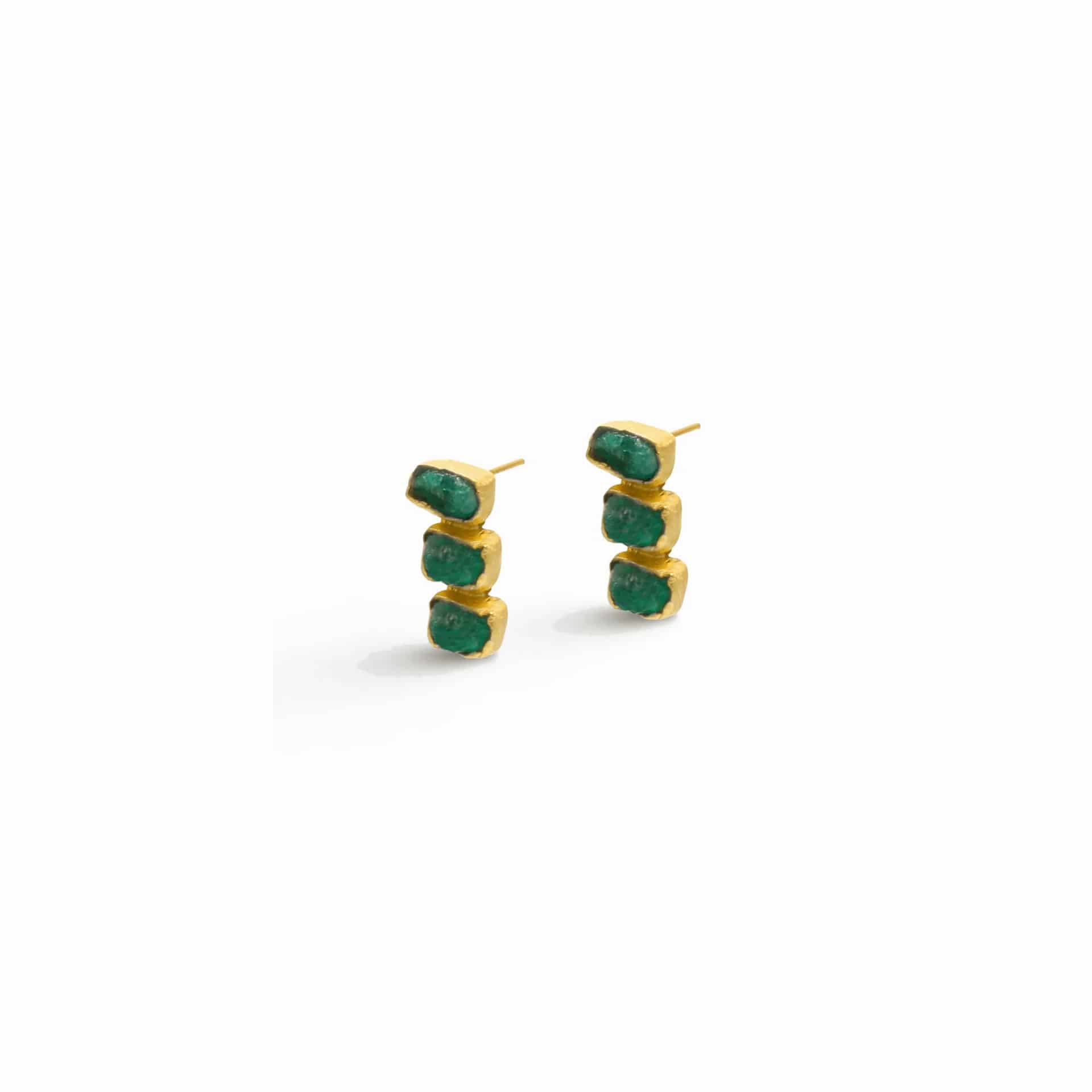 ARETES MAYA 3 PIEDRAS - miniatura 1