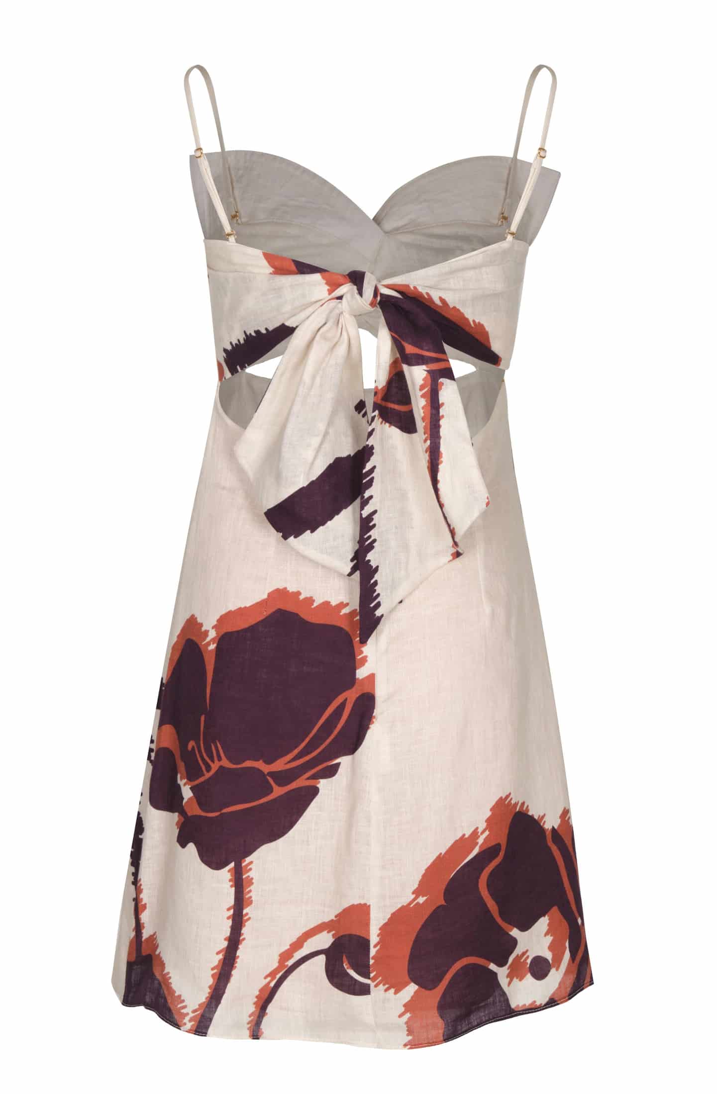 Victoria Linen Mini Dress / Ecru - Purple Gladiolos - miniatura 3