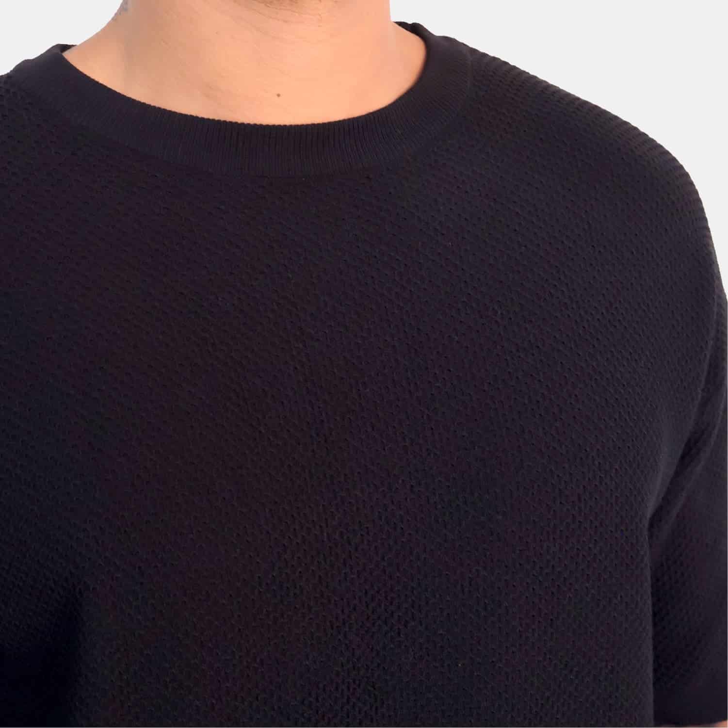 Textured Knit Tee Black - miniatura 4