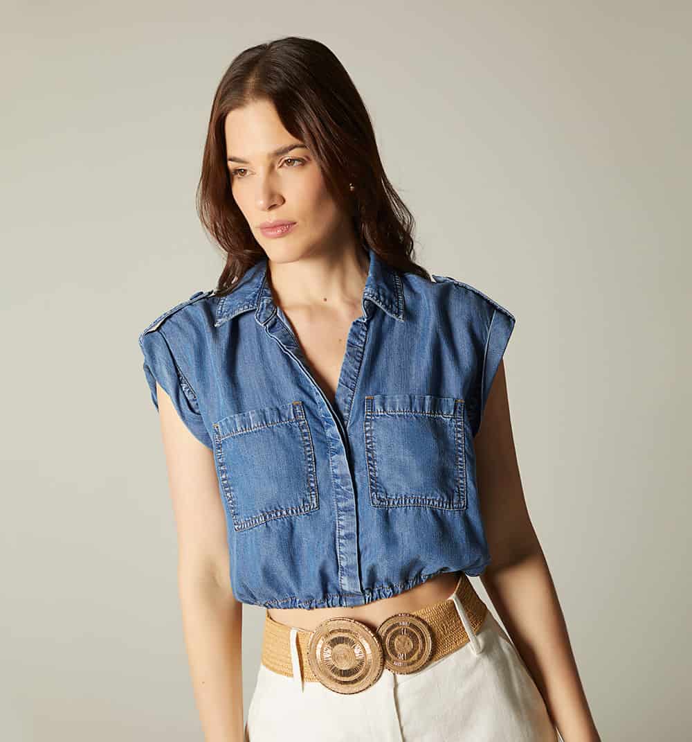 Blusa manga sisa con bolsillos - miniatura 2