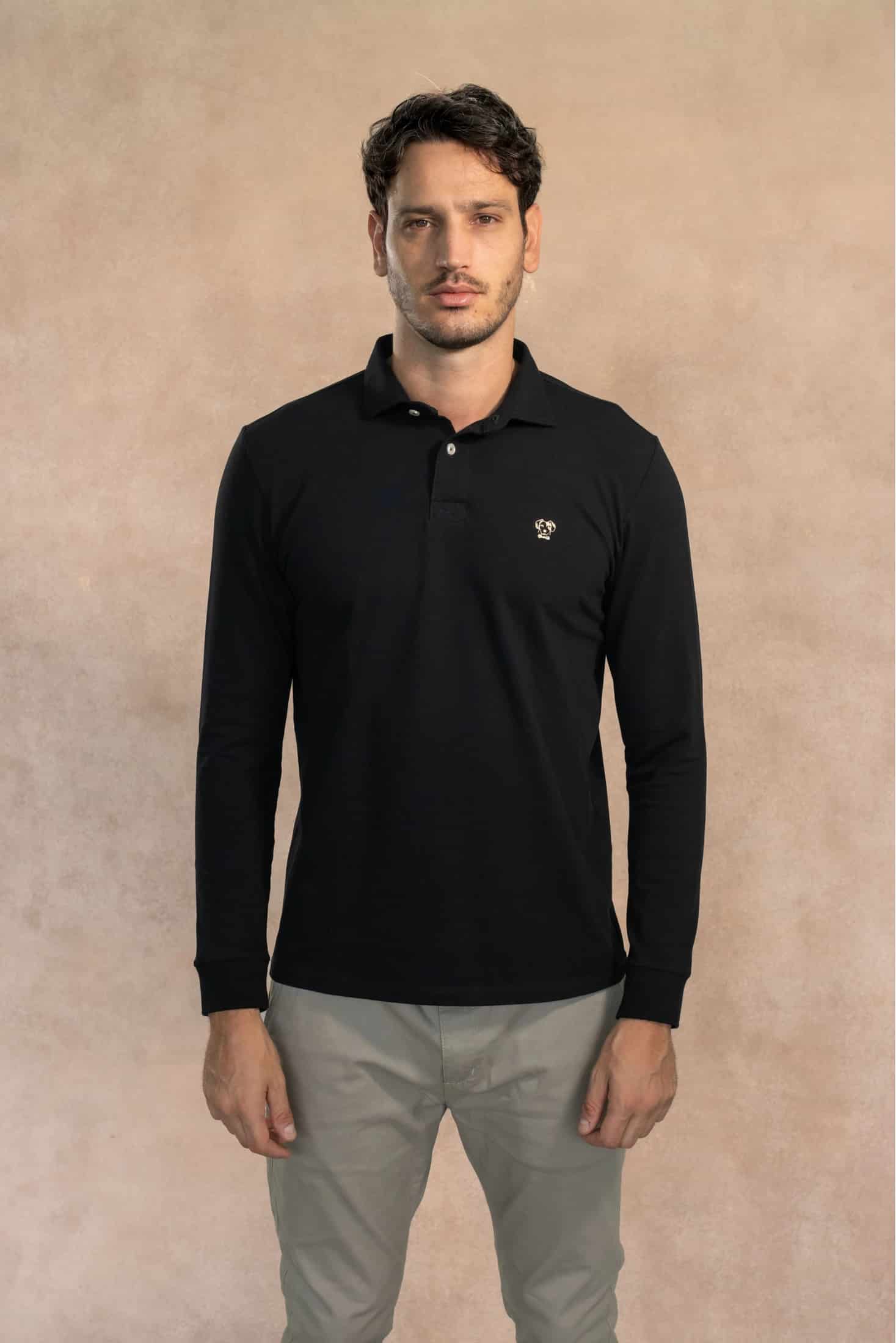 Polo Antimanchas Manga Larga Negro - miniatura 1