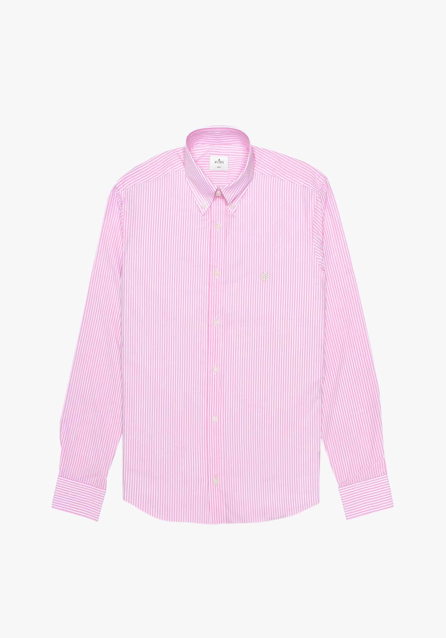 Camisa Rayas Medias Rosada - Blanco Cuello Button Down L- Mar - miniatura 1