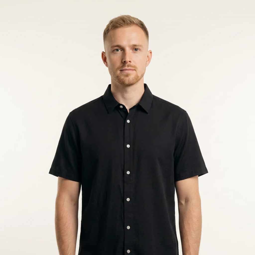 Camisa Cuello Clasico Negra JO011 - miniatura 1