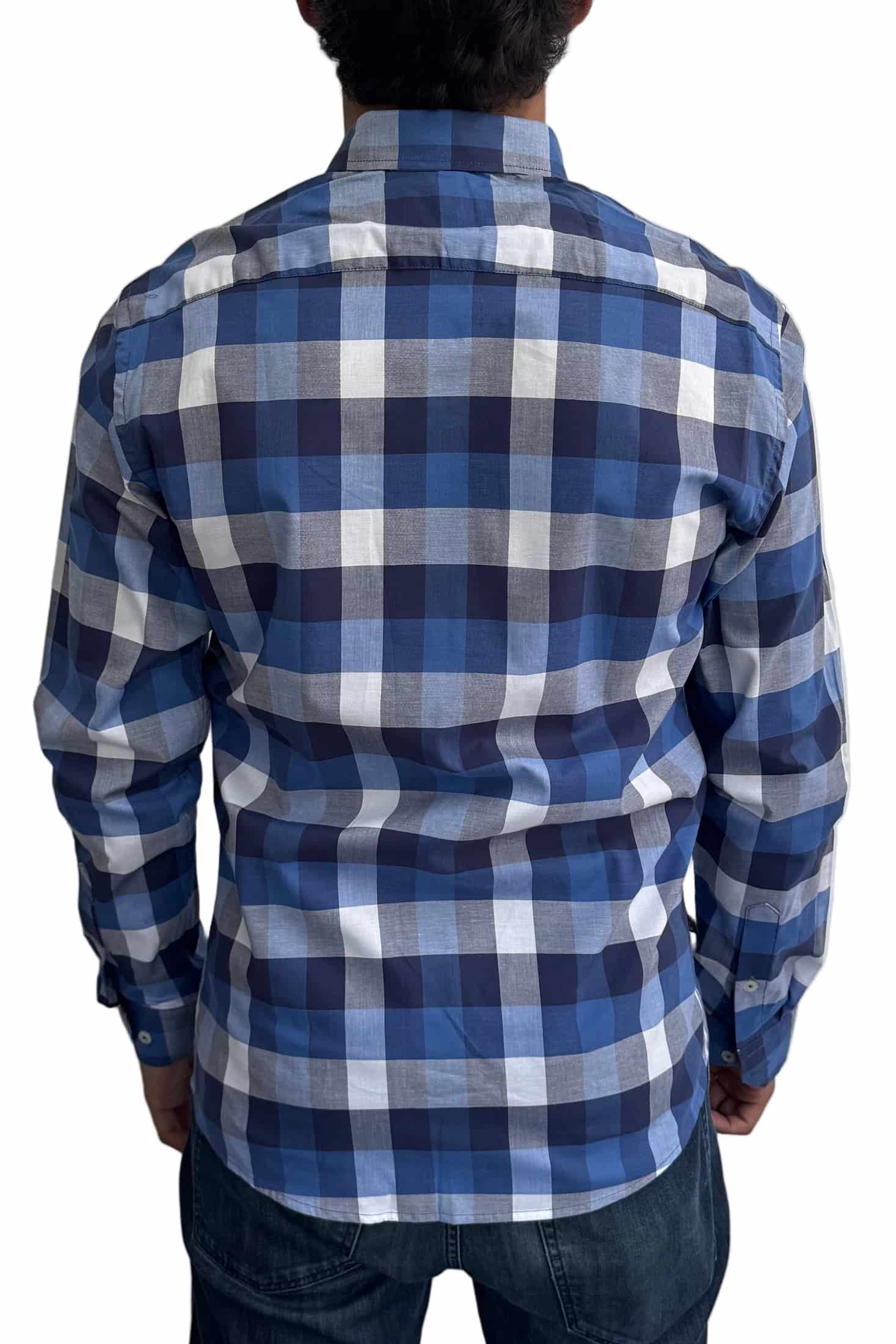 Camisa Azul Rey  Cuadros Navy Y Blanco A Roja - miniatura 2