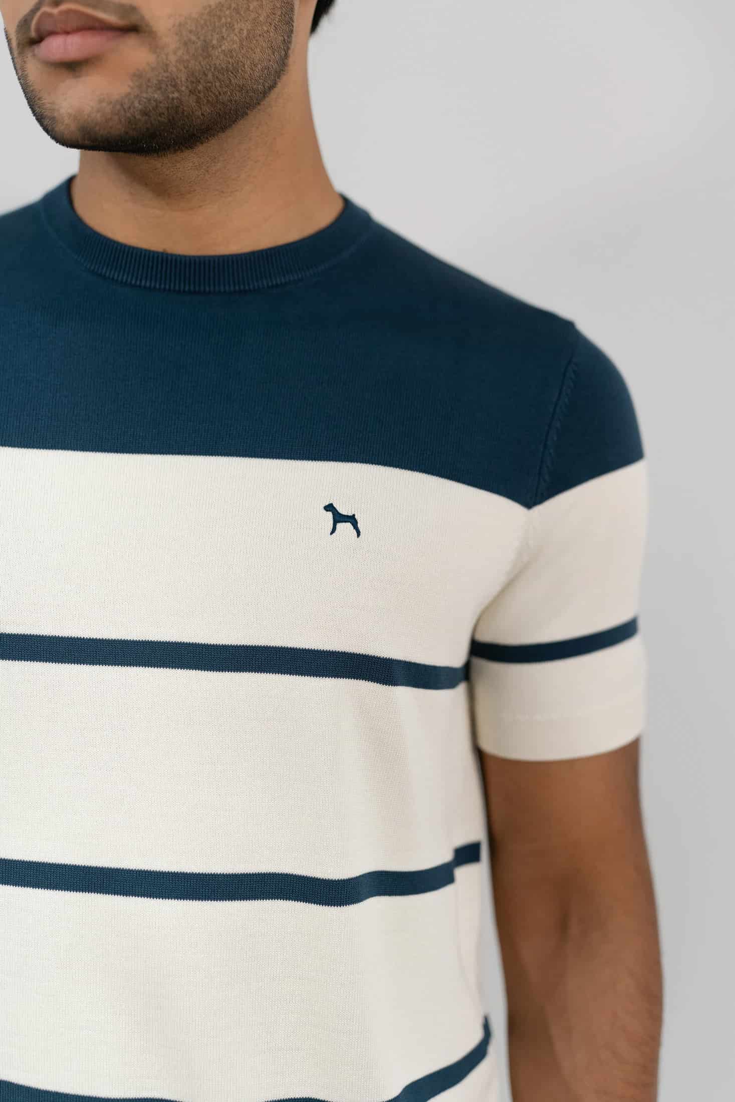 Suéter Fashion Azul Petróleo/Crema - miniatura 2