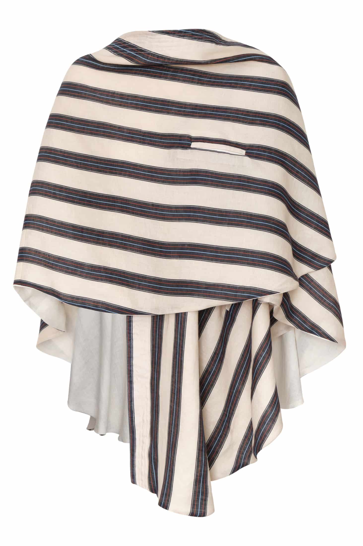 Cavalo Embroidered Linen Poncho / Ivory and Navy - miniatura 5