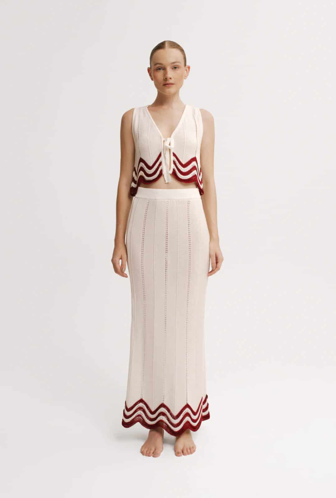 Crop Top Mujer Riley & Falda Larga Mujer Maya Malva - Tejido - miniatura 1