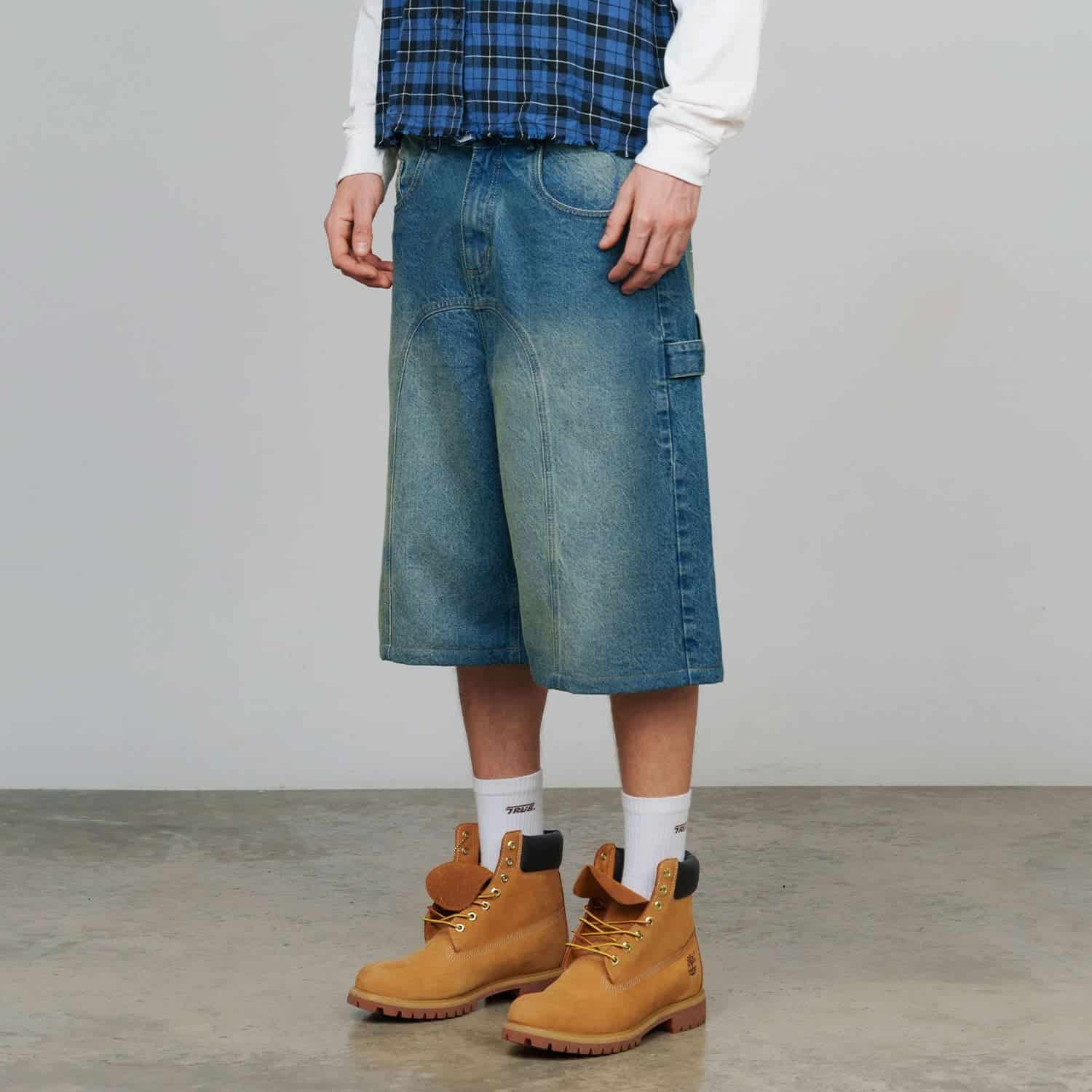 Slashed Denim Jorts - Blue - miniatura 2