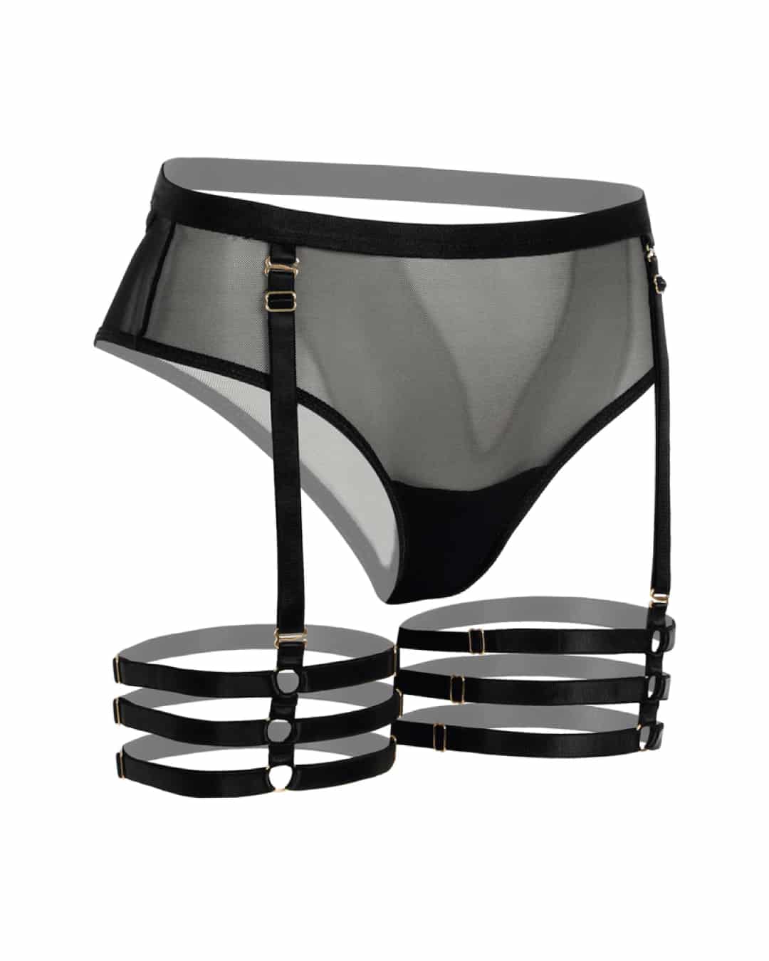 Panty alto con ligueros - SO SEXY NEGRO Tallas: S-L-XL - miniatura 4