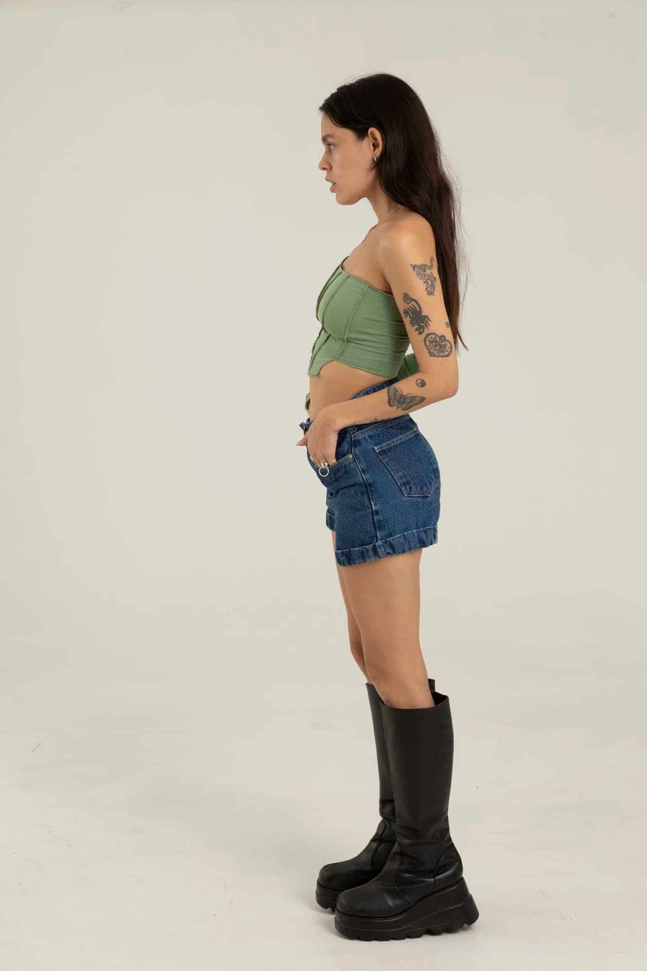 DARK BLUE DENIM SHORT - miniatura 12