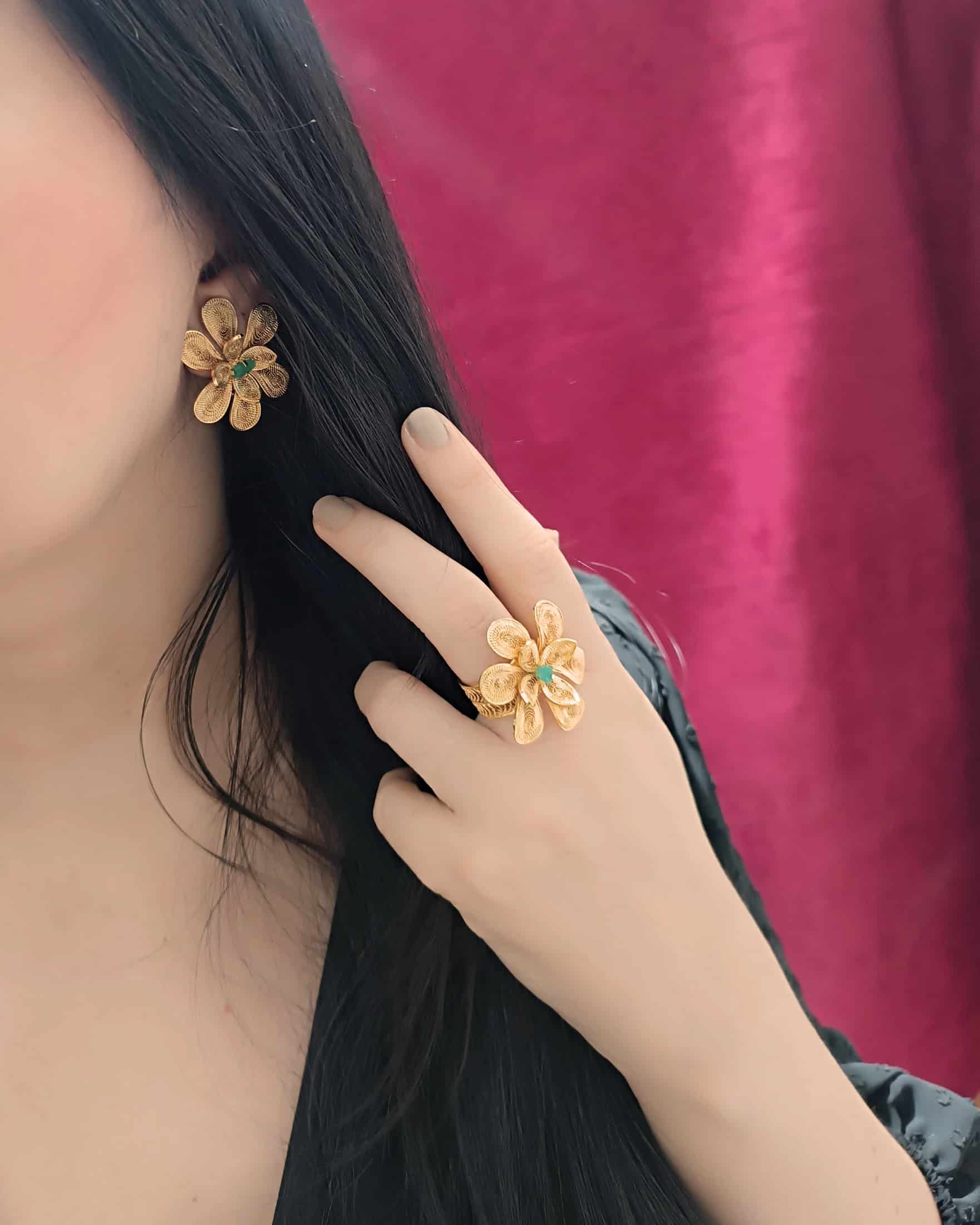 Aretes filigranay esmeralda, Brenda - miniatura 4