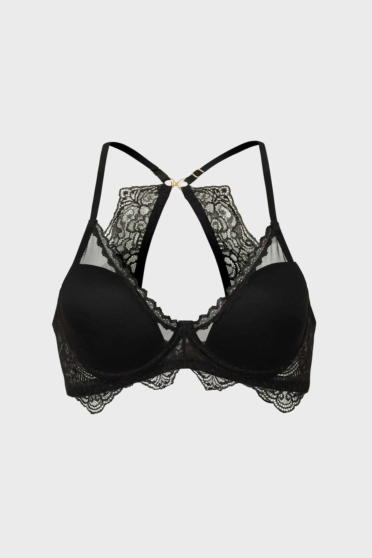 BRASIER ELLIPSE CON COPA LISA EN ESCOTE PROFUNDO BOREAL NEGRO - miniatura 2