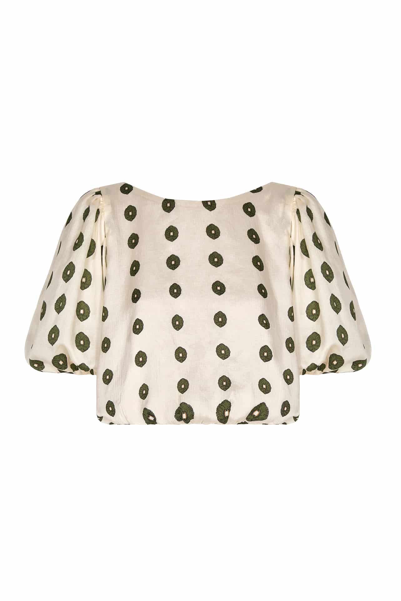 Guayacan Silk Martellato Blouse / Ivory Green Chintz - miniatura 1