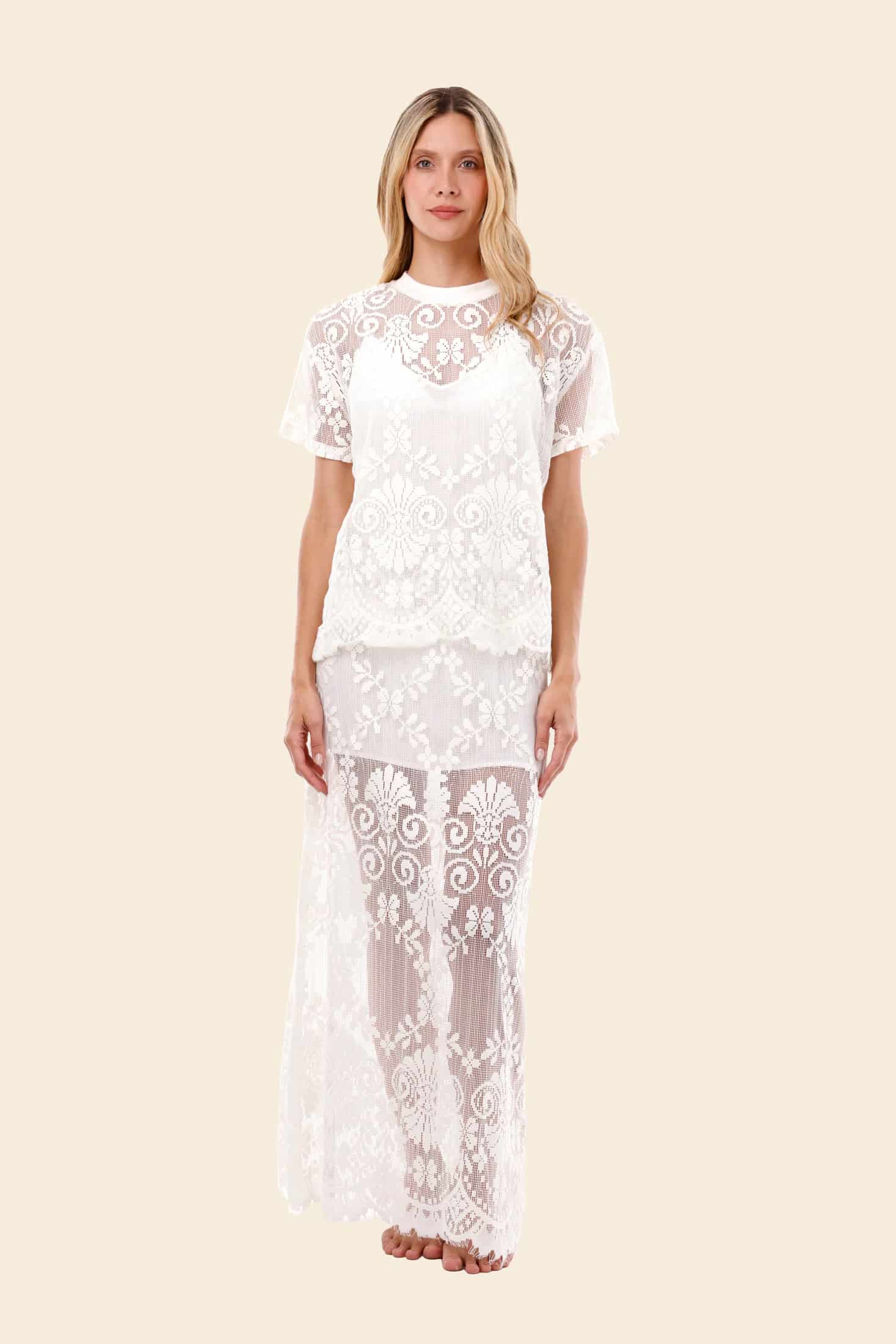 Ivory Encaje Sleek Skirt - miniatura 5