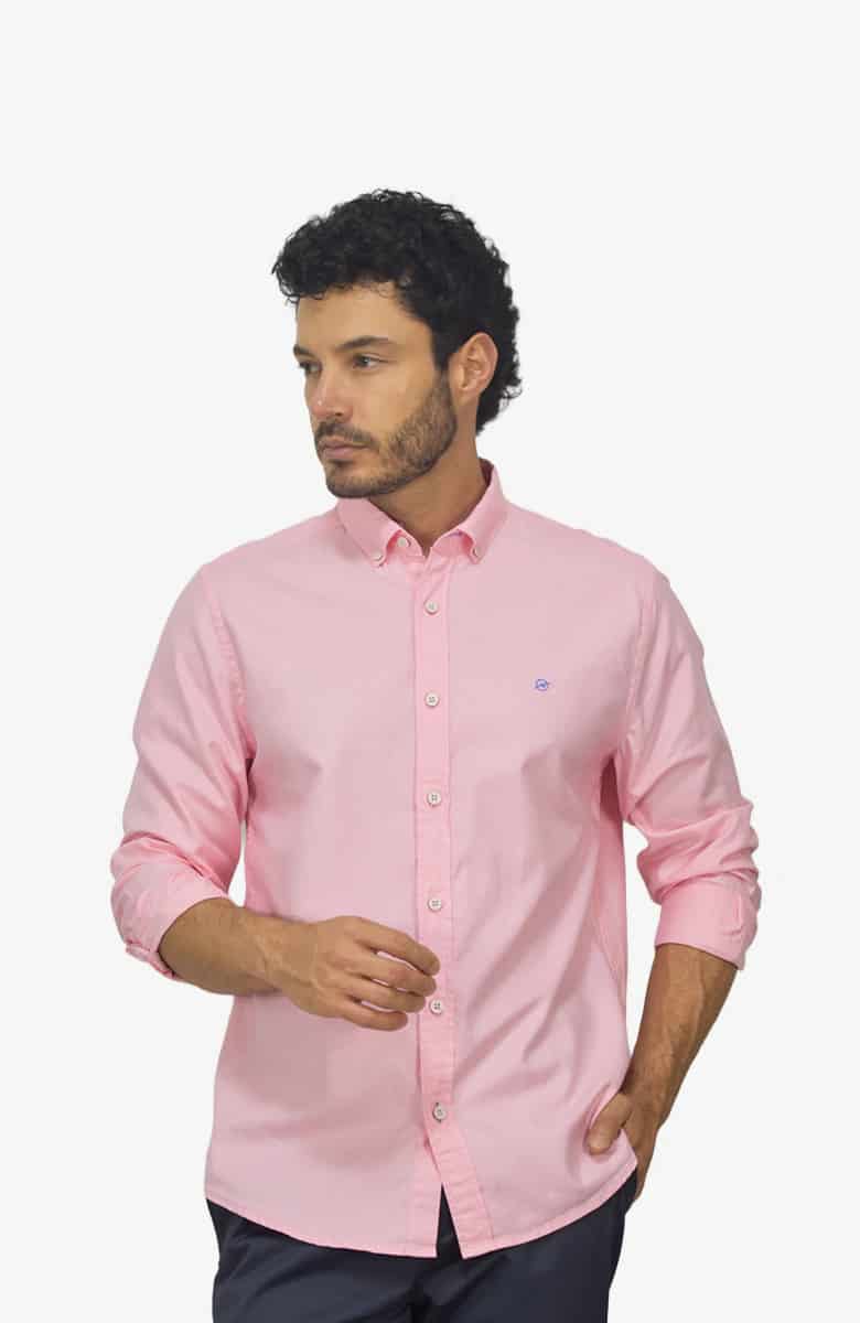 Camisa manga larga Oxford Rosada para Hombre - miniatura 1