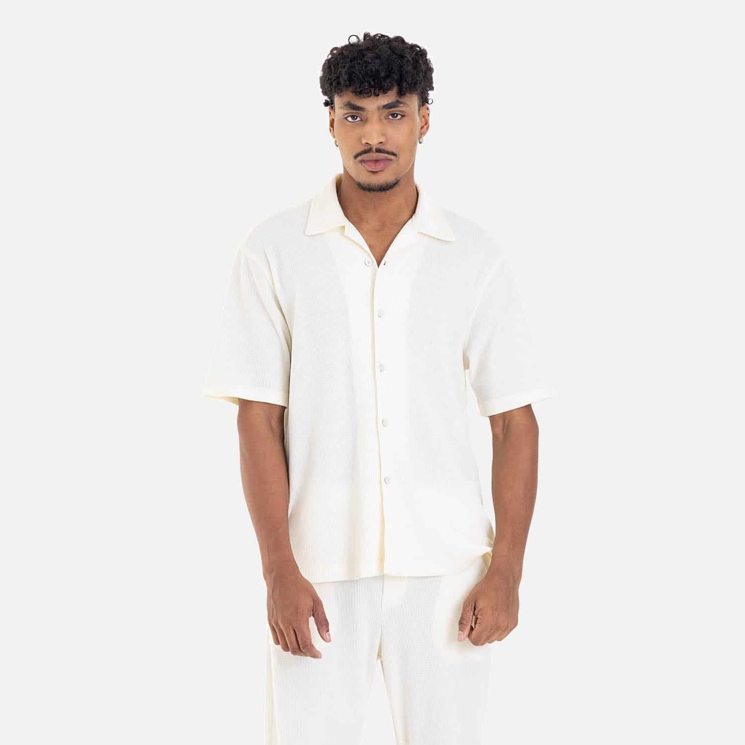 Relaxed Short Sleeve Shirt Ivory - miniatura 5